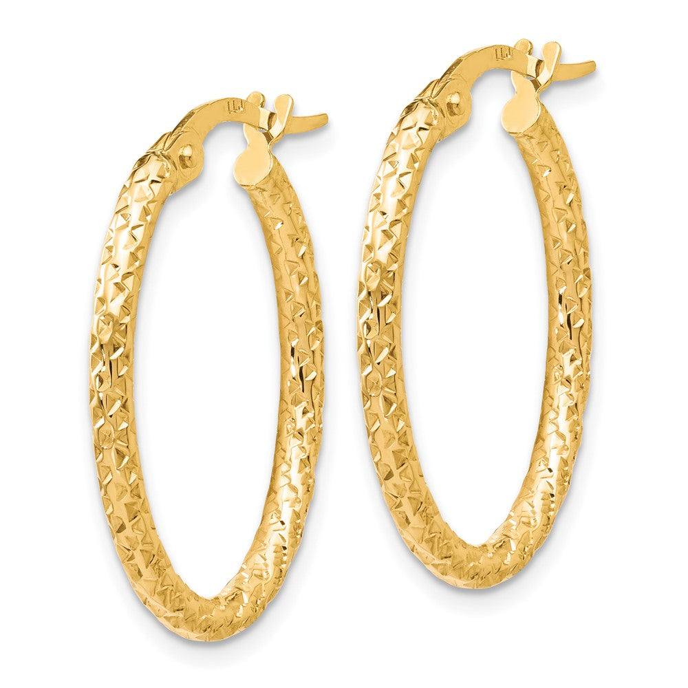 10K Polished D/C Oval Hoop Earrings