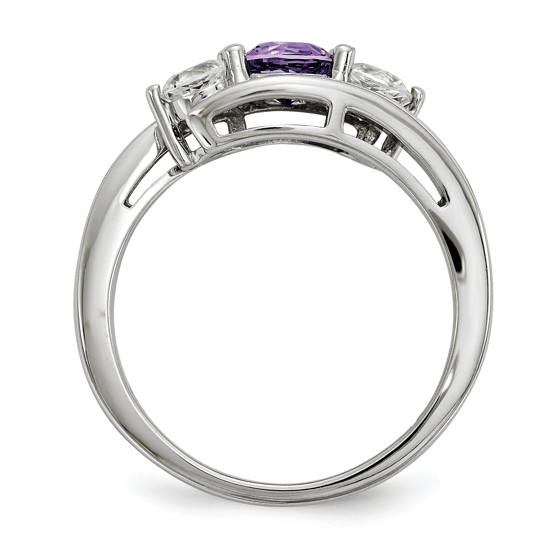 10k White Gold Survivor Collection Clear/Purple Topaz Sue Ring