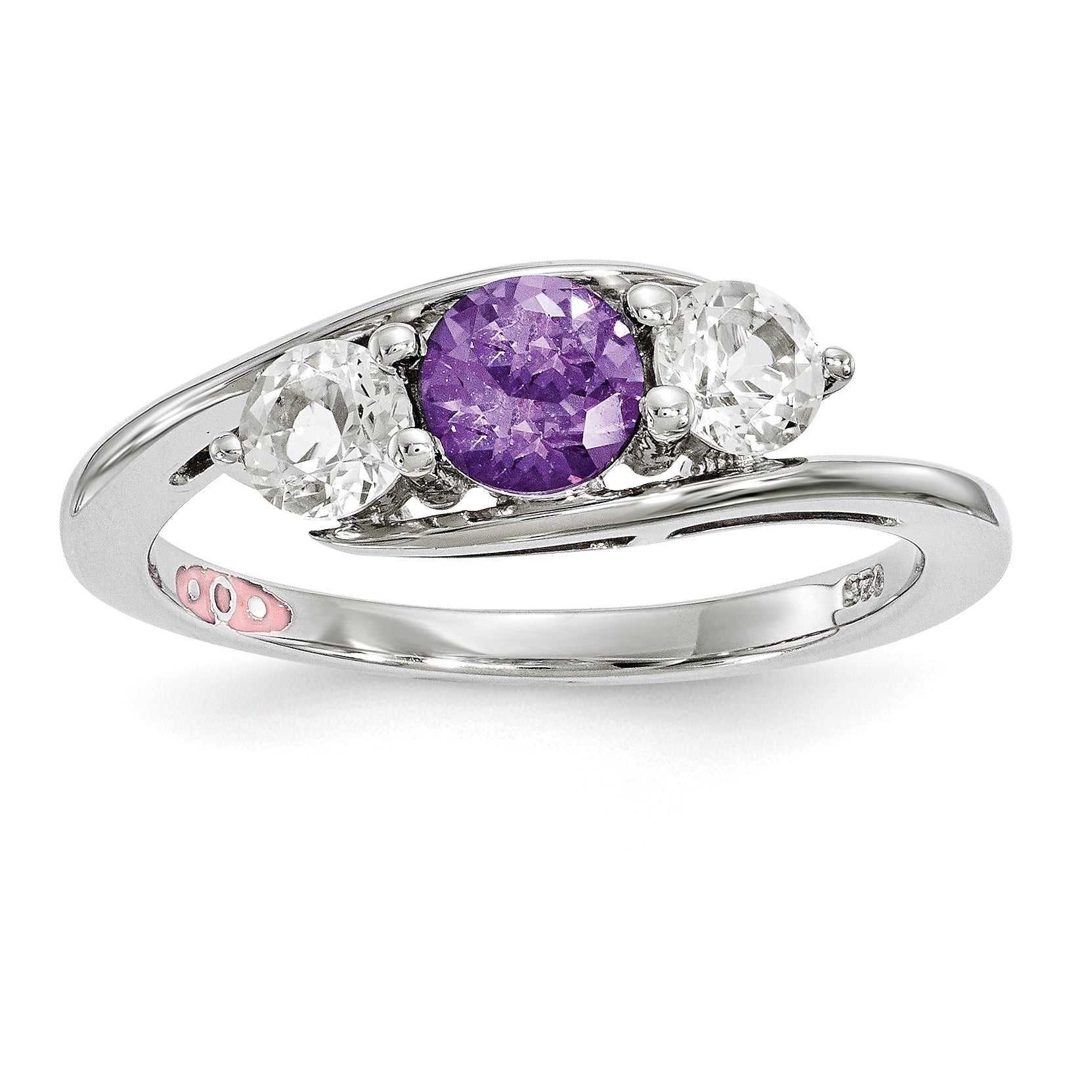10k White Gold Survivor Collection Clear/Purple Topaz Sue Ring