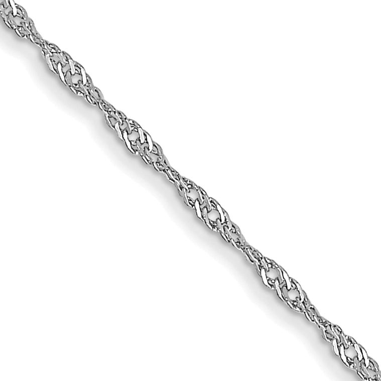 14K White Gold 16 inch Carded 1mm Singapore with Spring Ring Clasp Chain