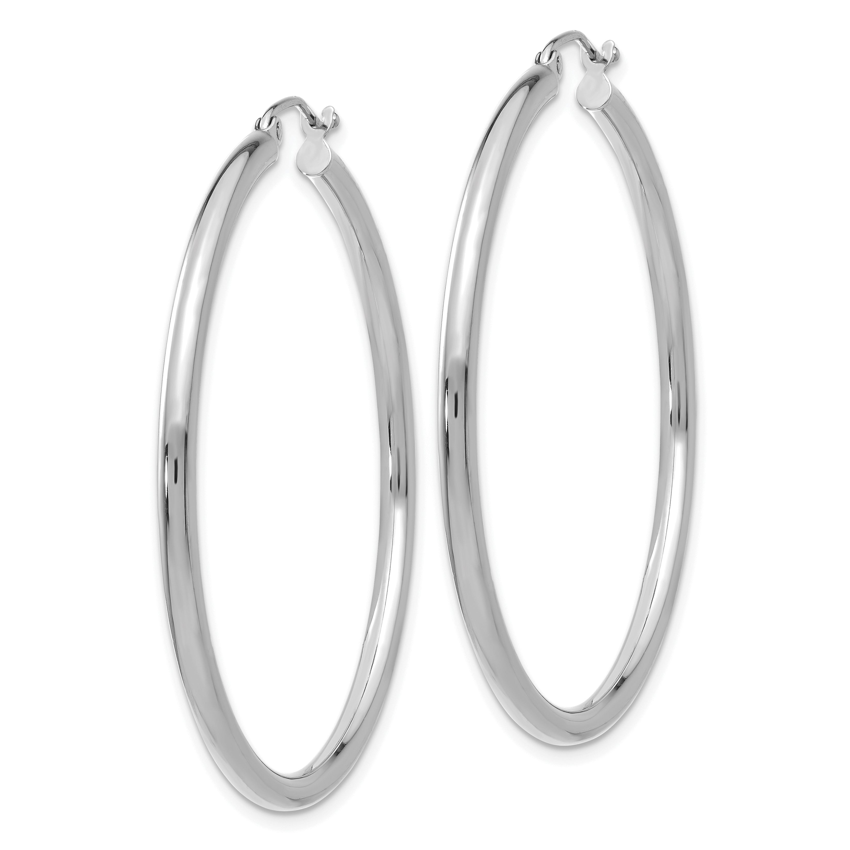 10K White Gold Polished 2.5mm Tube Hoop Earrings