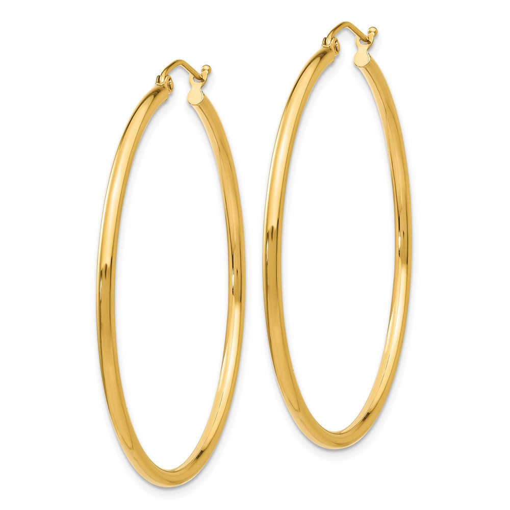 10K Polished 2mm Tube Hoop Earrings