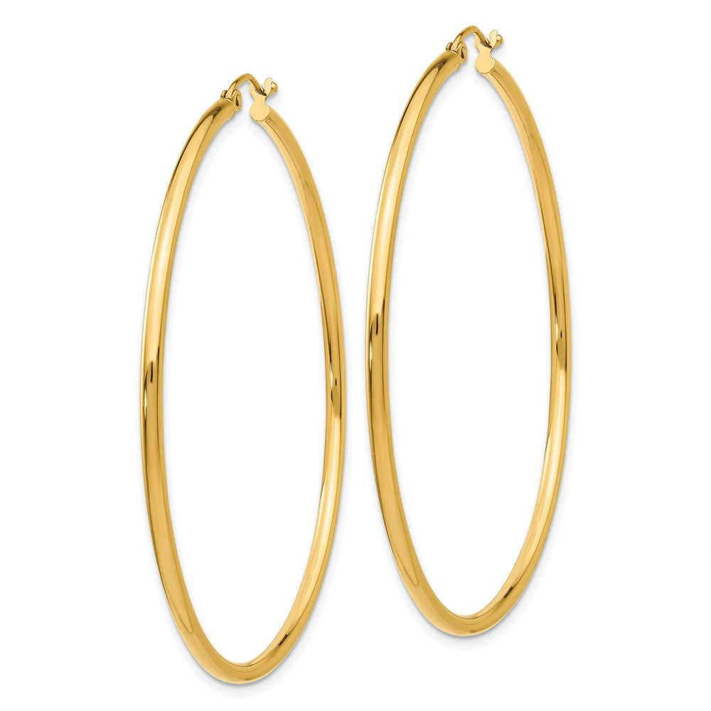 10K Polished 2mm Tube Hoop Earrings