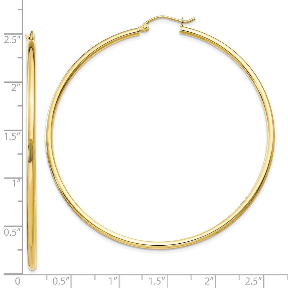 10K Polished 2mm Tube Hoop Earrings