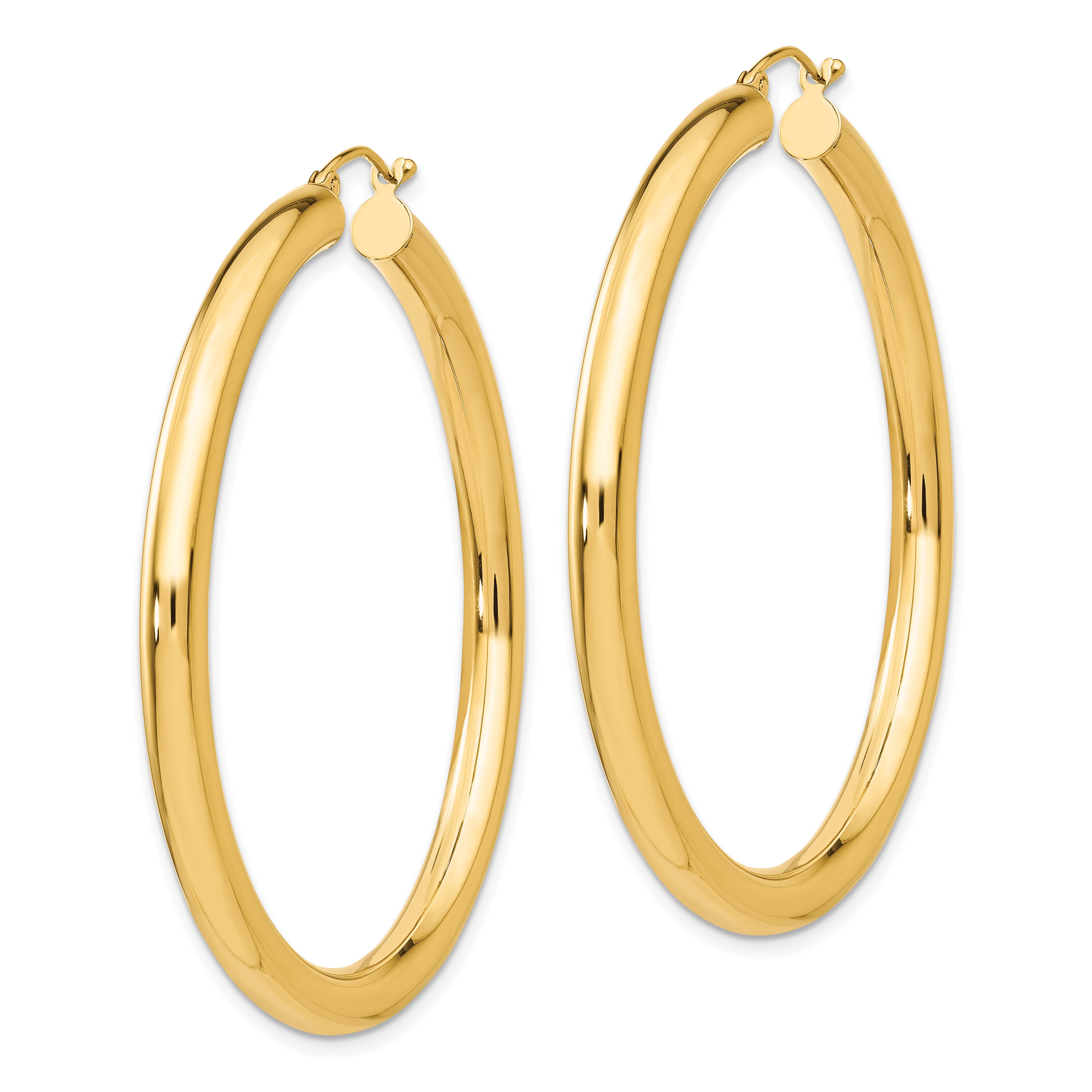 10K Polished 4mm Tube Hoop Earrings