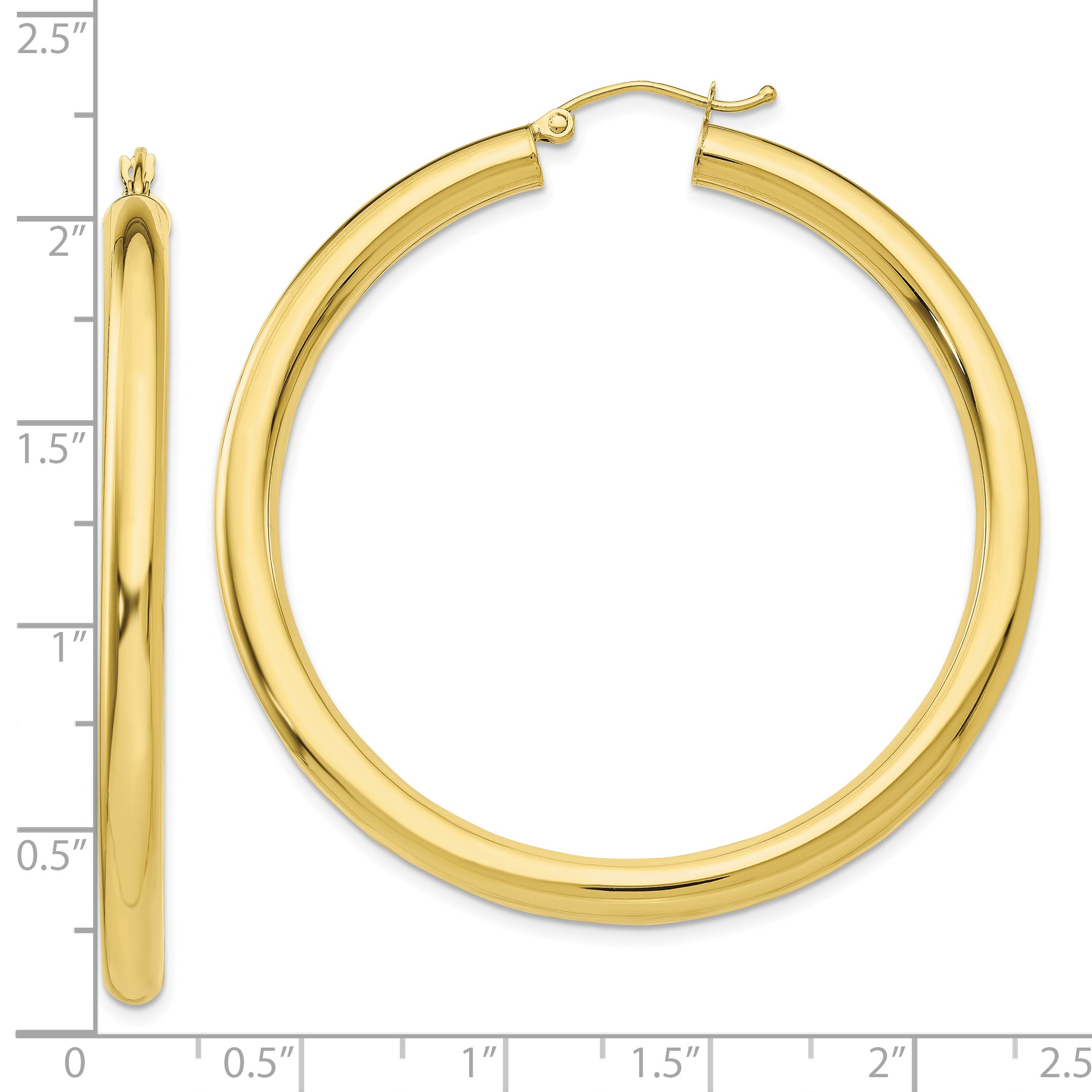 10K Polished 4mm Tube Hoop Earrings
