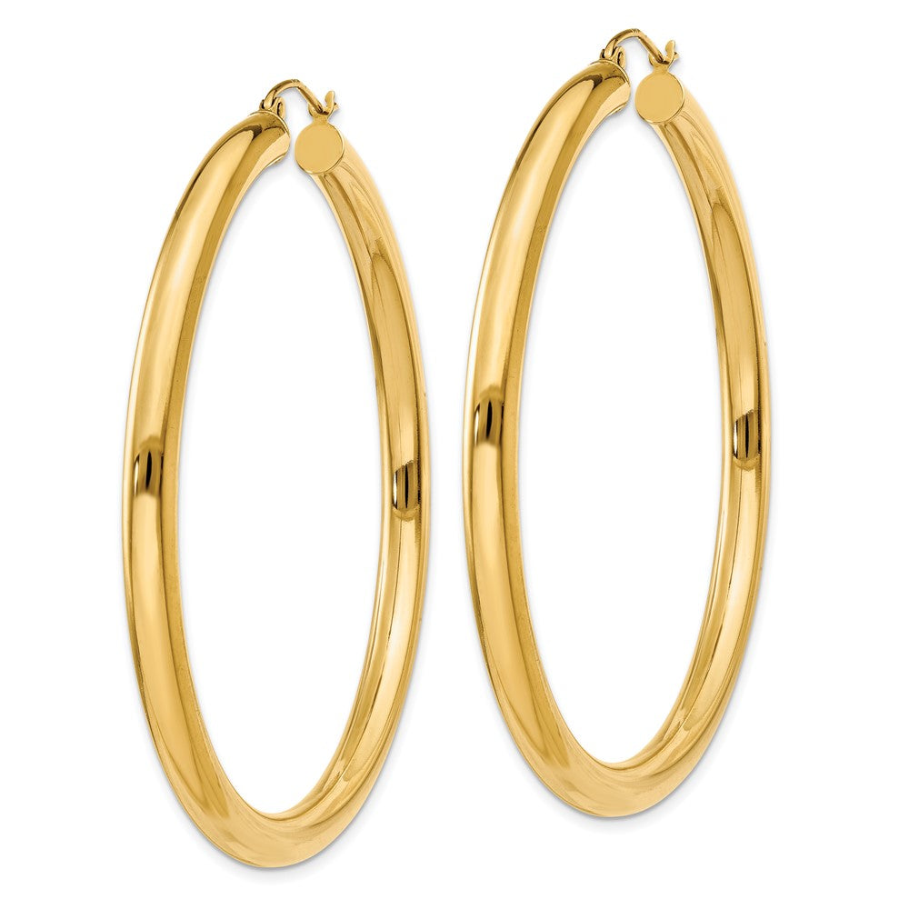 10K Polished 4mm Tube Hoop Earrings