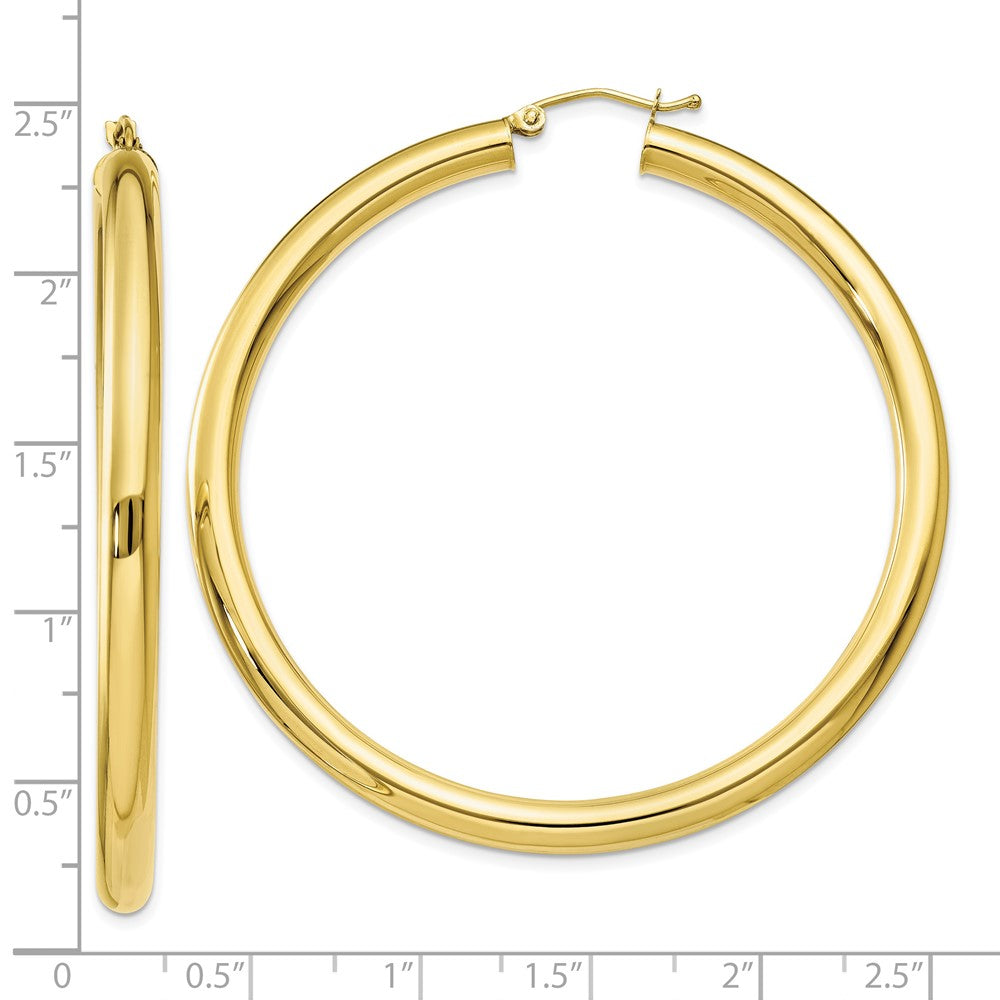 10K Polished 4mm Tube Hoop Earrings
