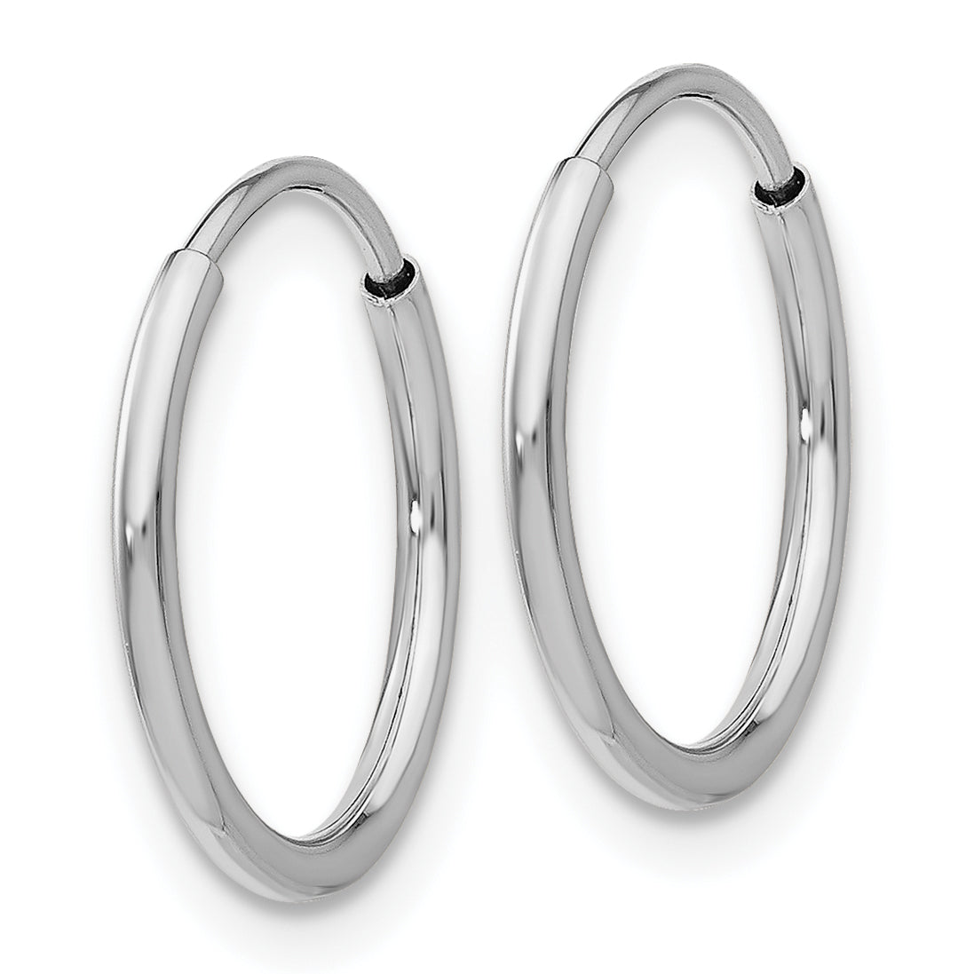 10K White Gold 1.2mm Endless Hoop Earrings