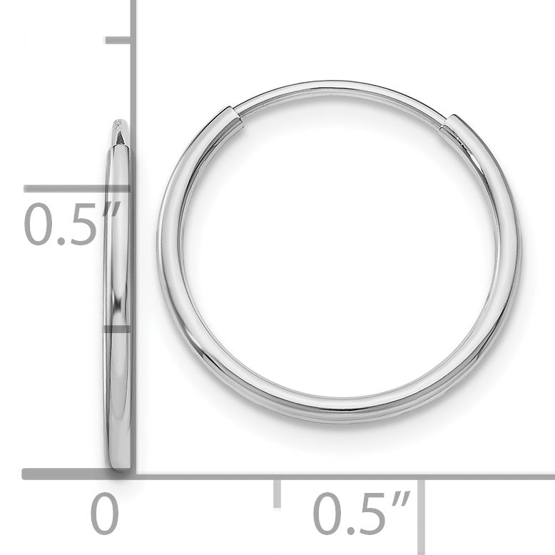 10K White Gold Endless Hoop Earrings