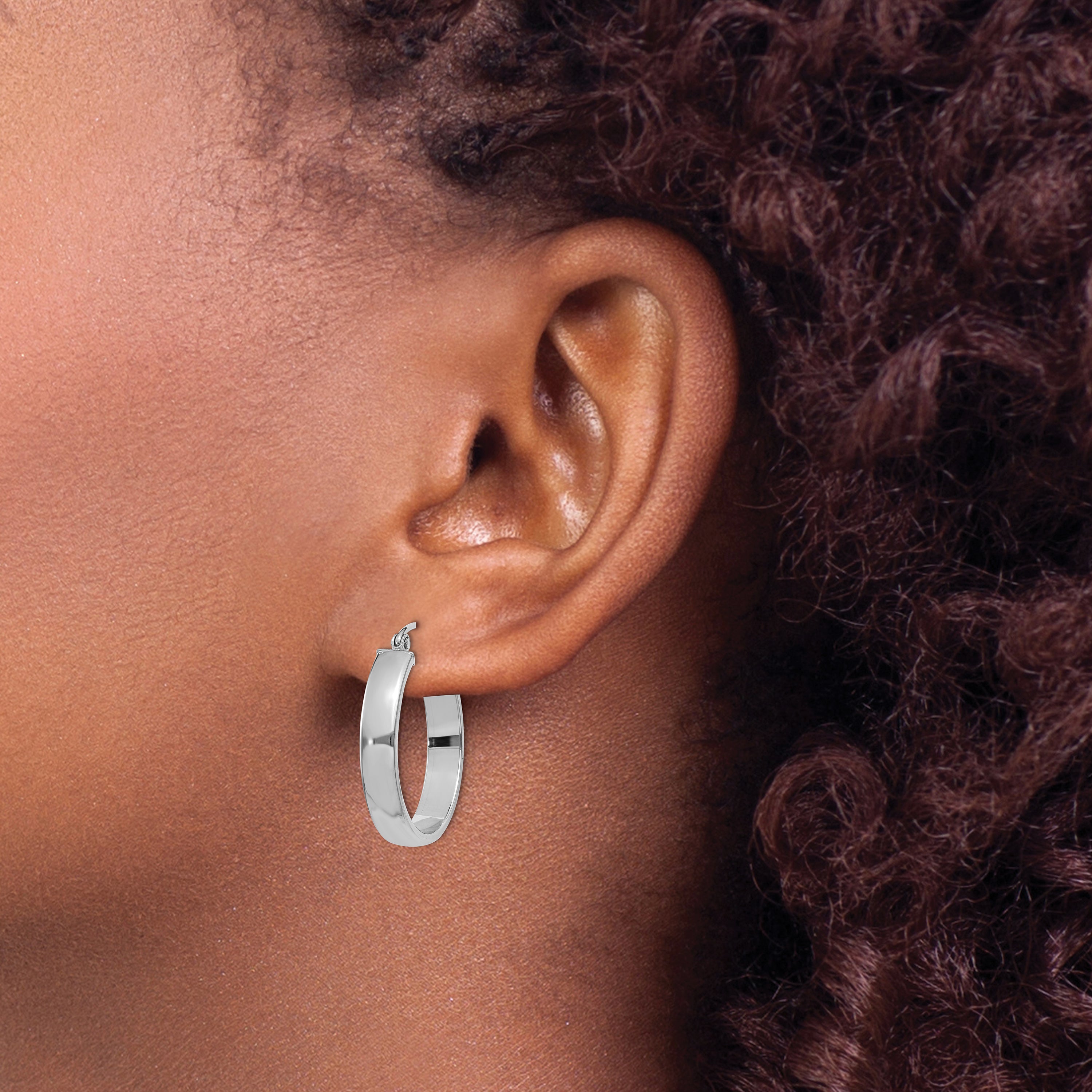 10k White Gold Polished Hoop Earring