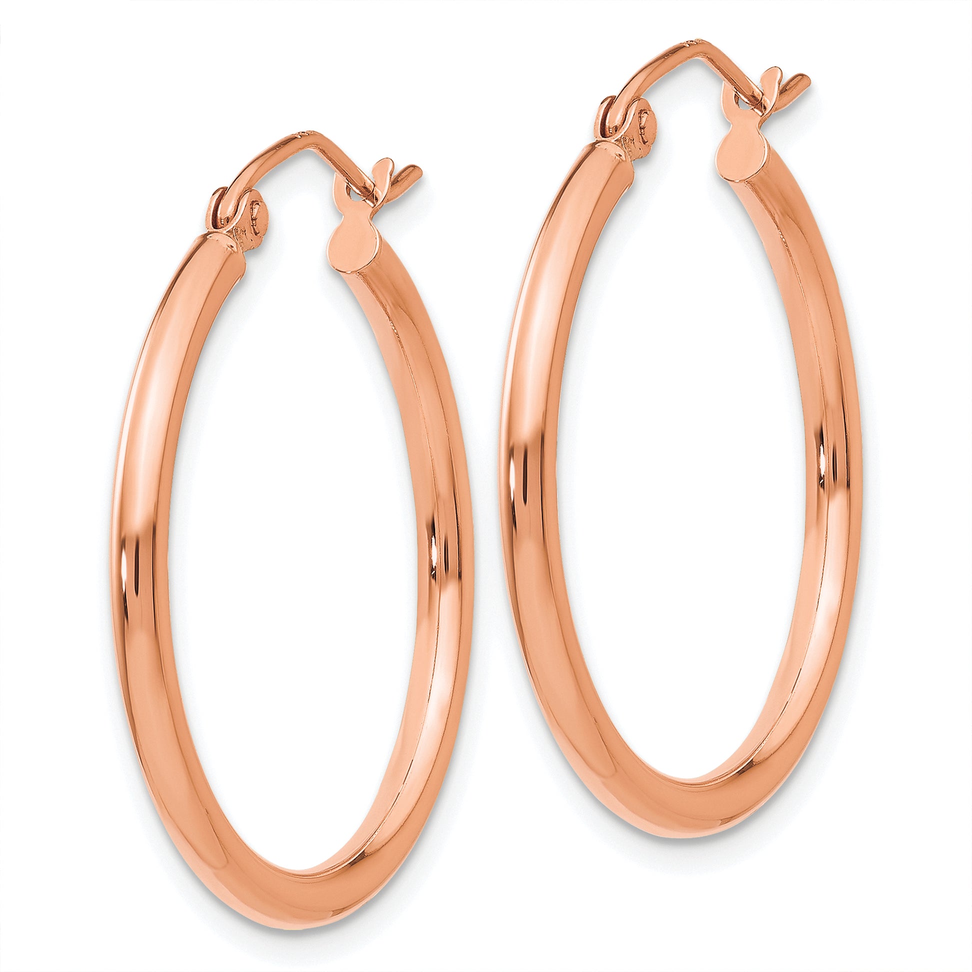10K Rose Gold Polished 2mm Tube Hoop Earrings