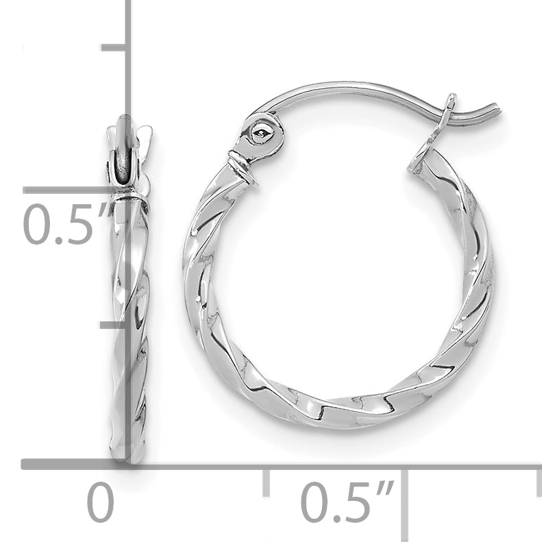 10k White Gold Twist Polished Hoop Earring