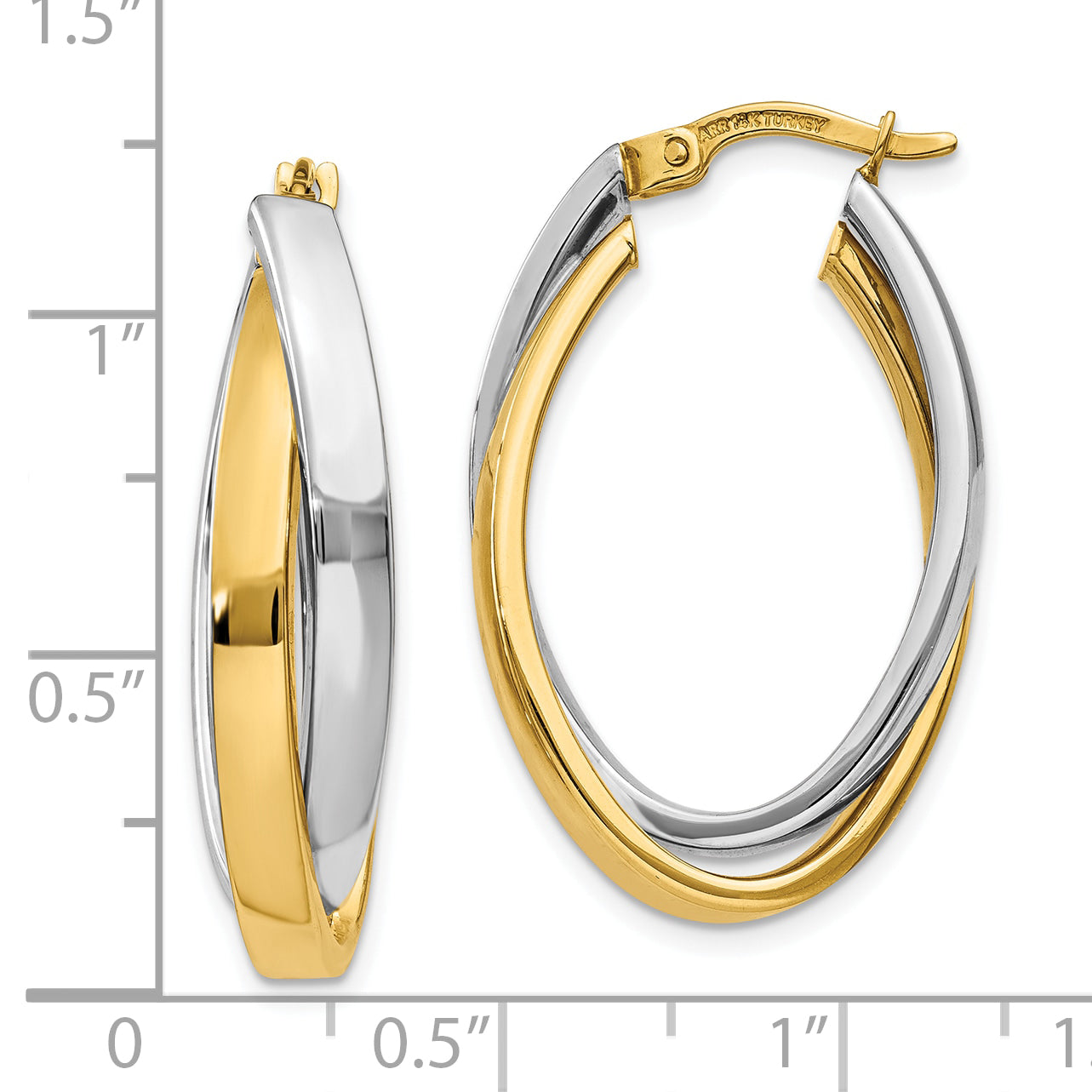 10k Two-tone Oval Hoop Earrings