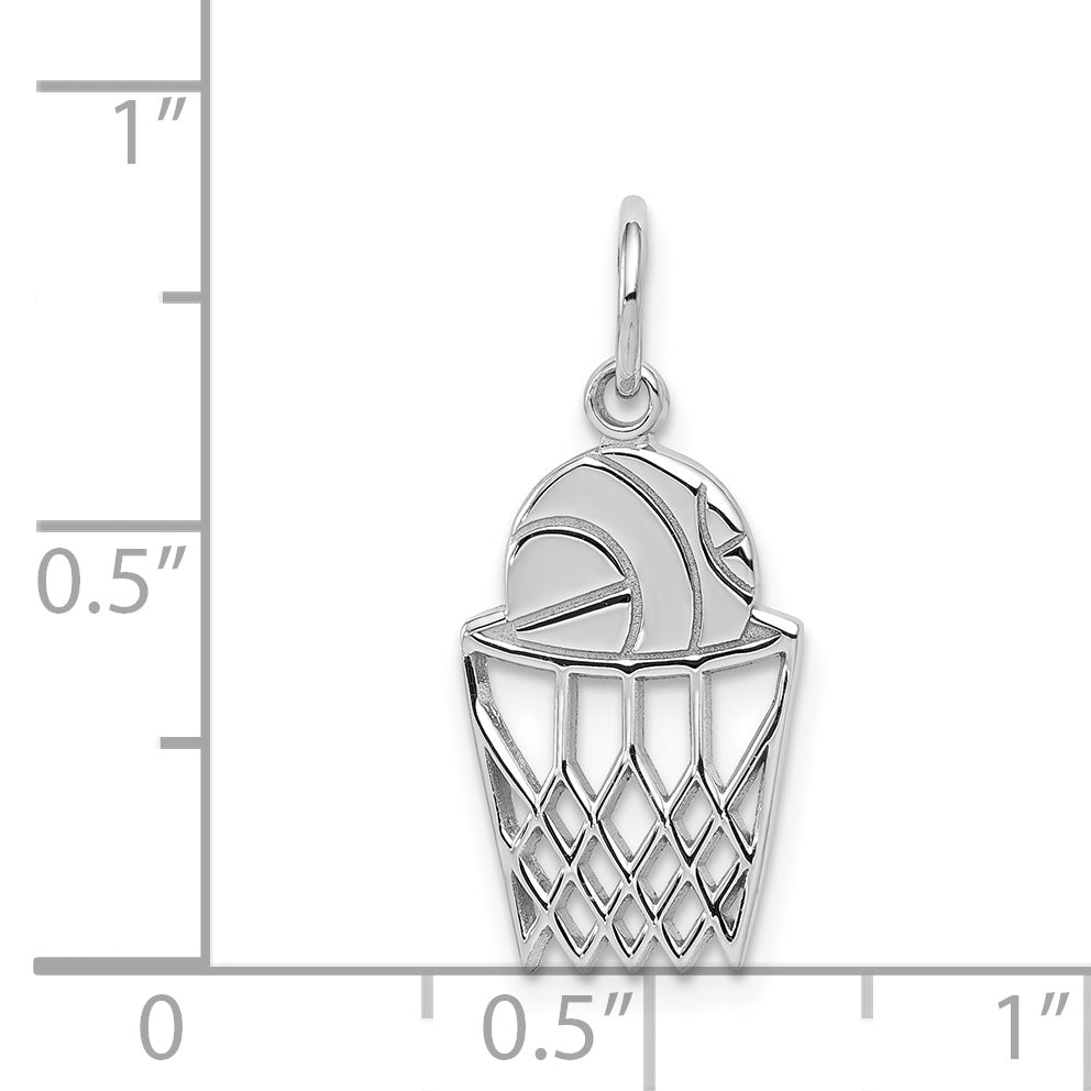 10K White Gold Basketball and Net Charm