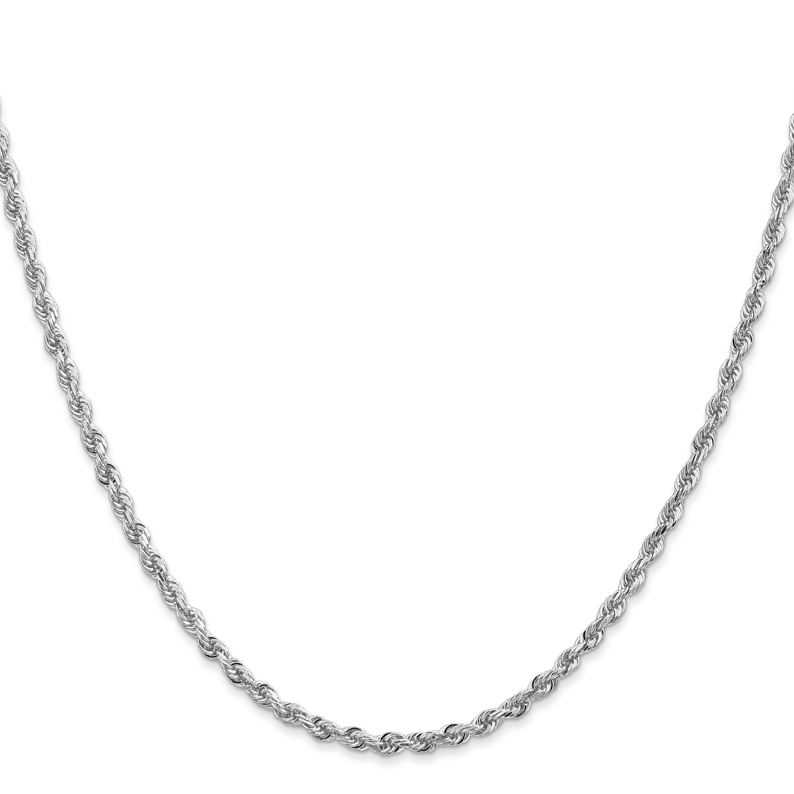 10k White Gold 2.75mm Diamond Cut Quadruple Rope Chain