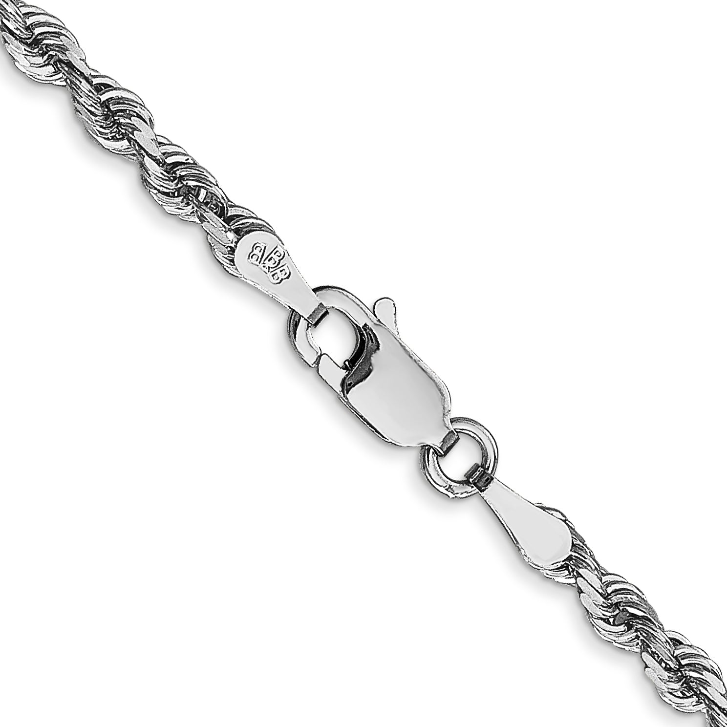 10K White Gold 3Mm D/C Quadruple Rope Chain