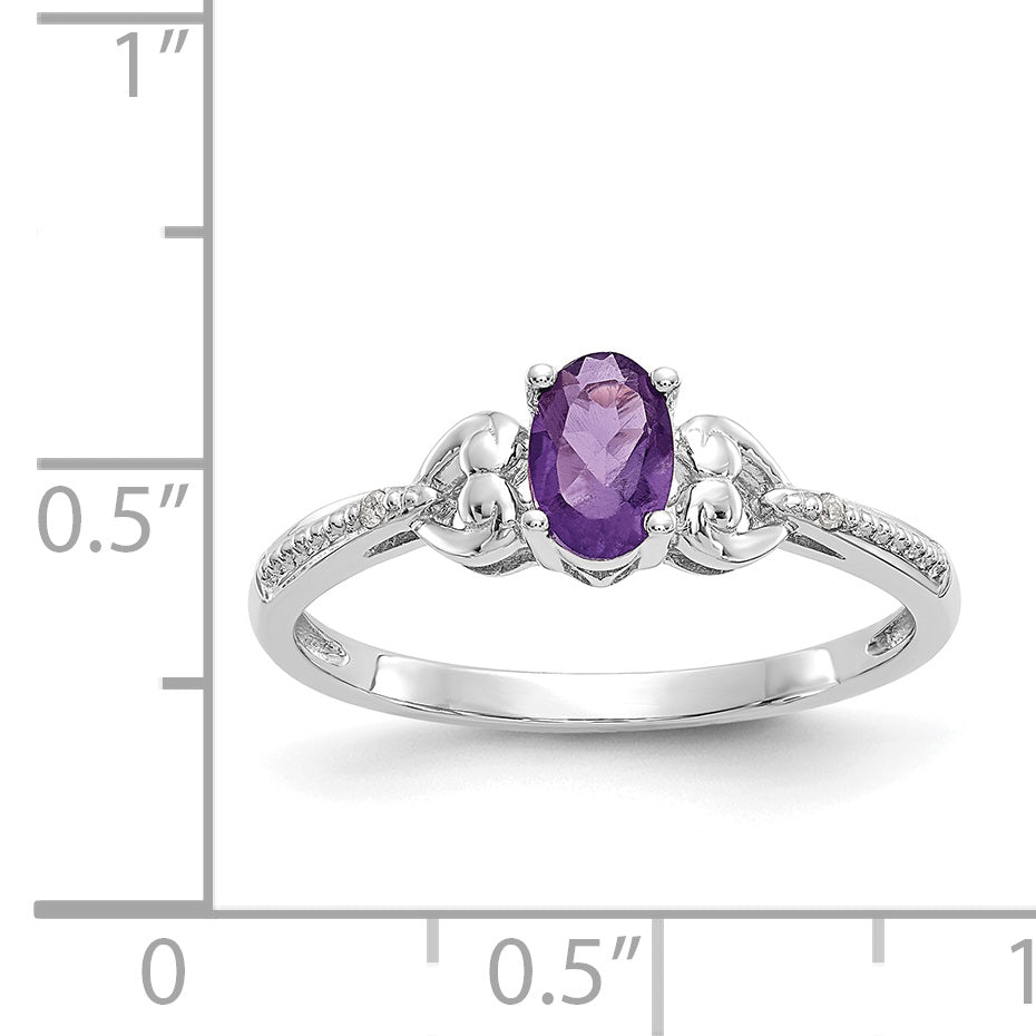 10k White Gold Amethyst and Diamond Ring