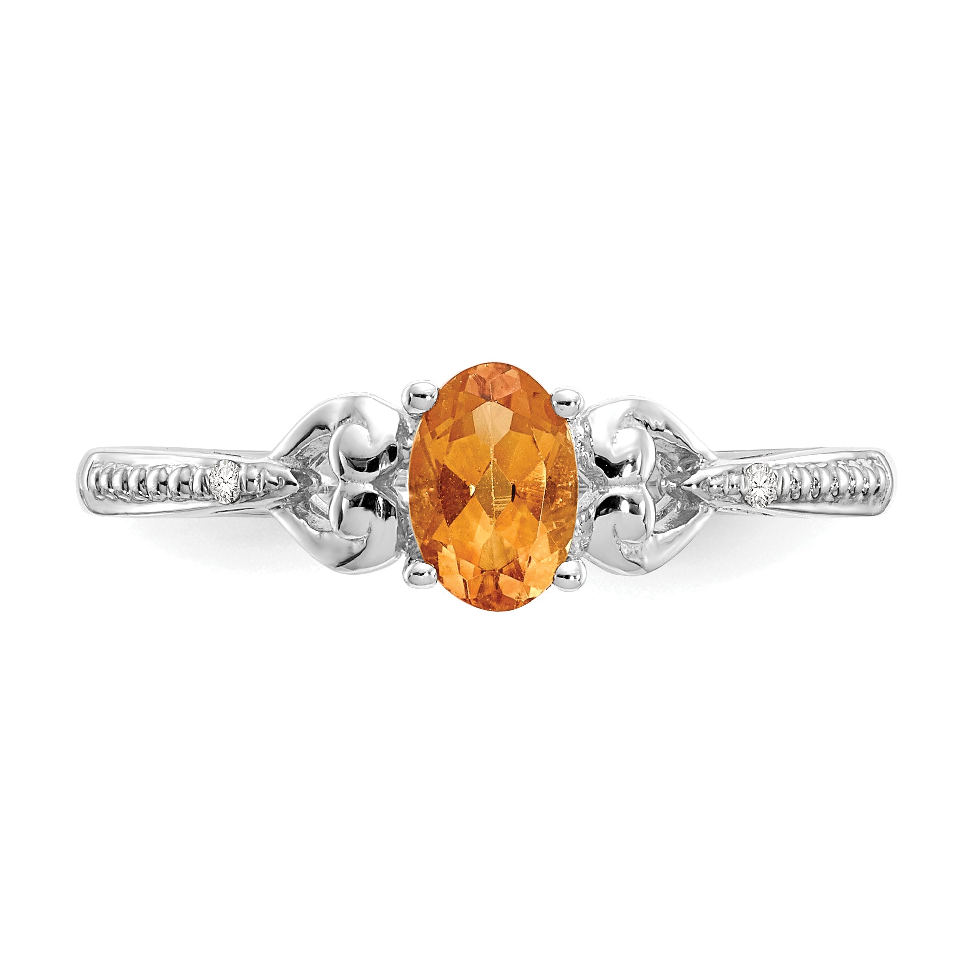 10k White Gold Citrine and Diamond Ring