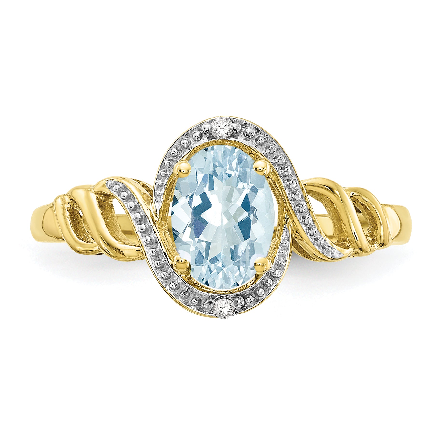 10K Aquamarine and Diamond Ring