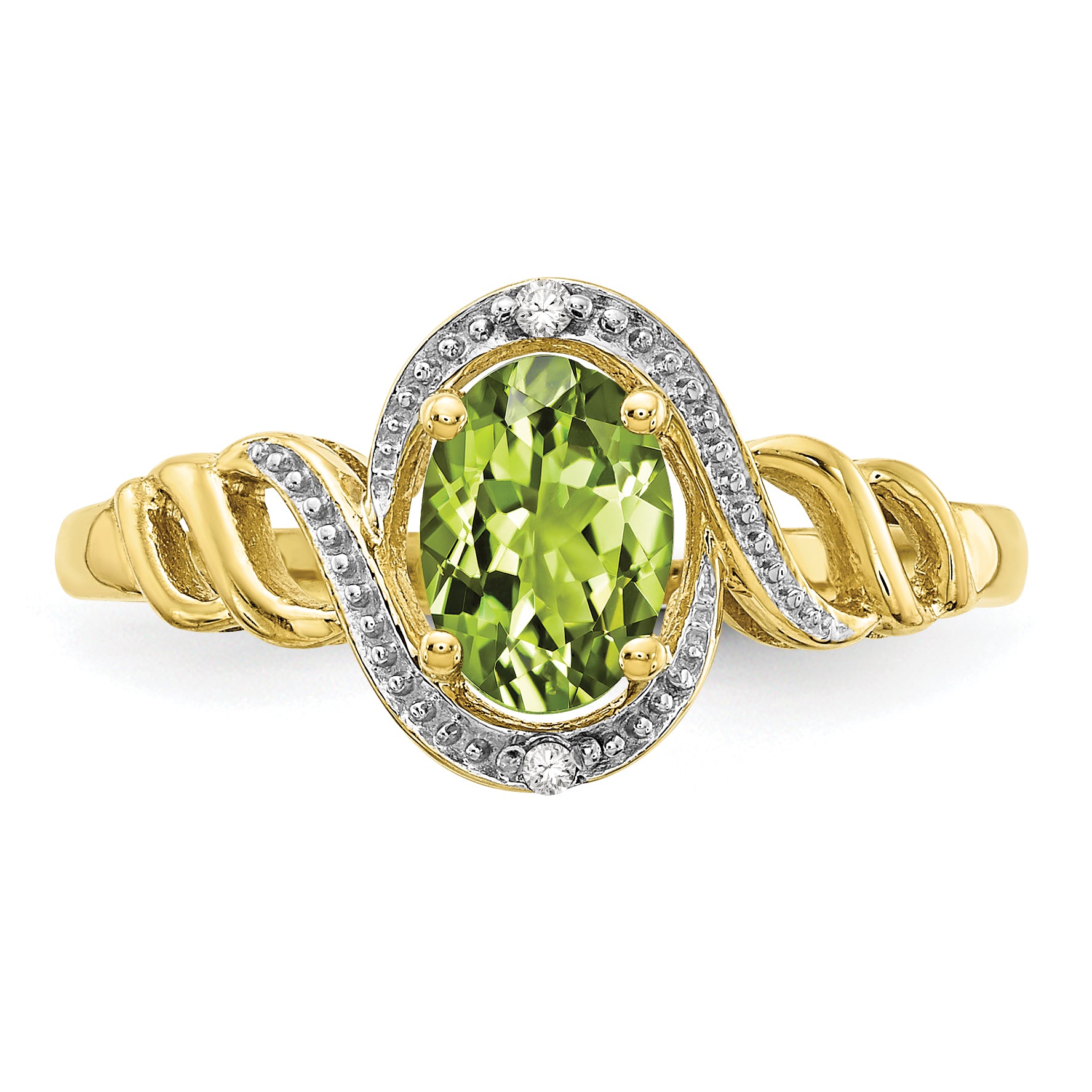 10K Peridot and Diamond Ring