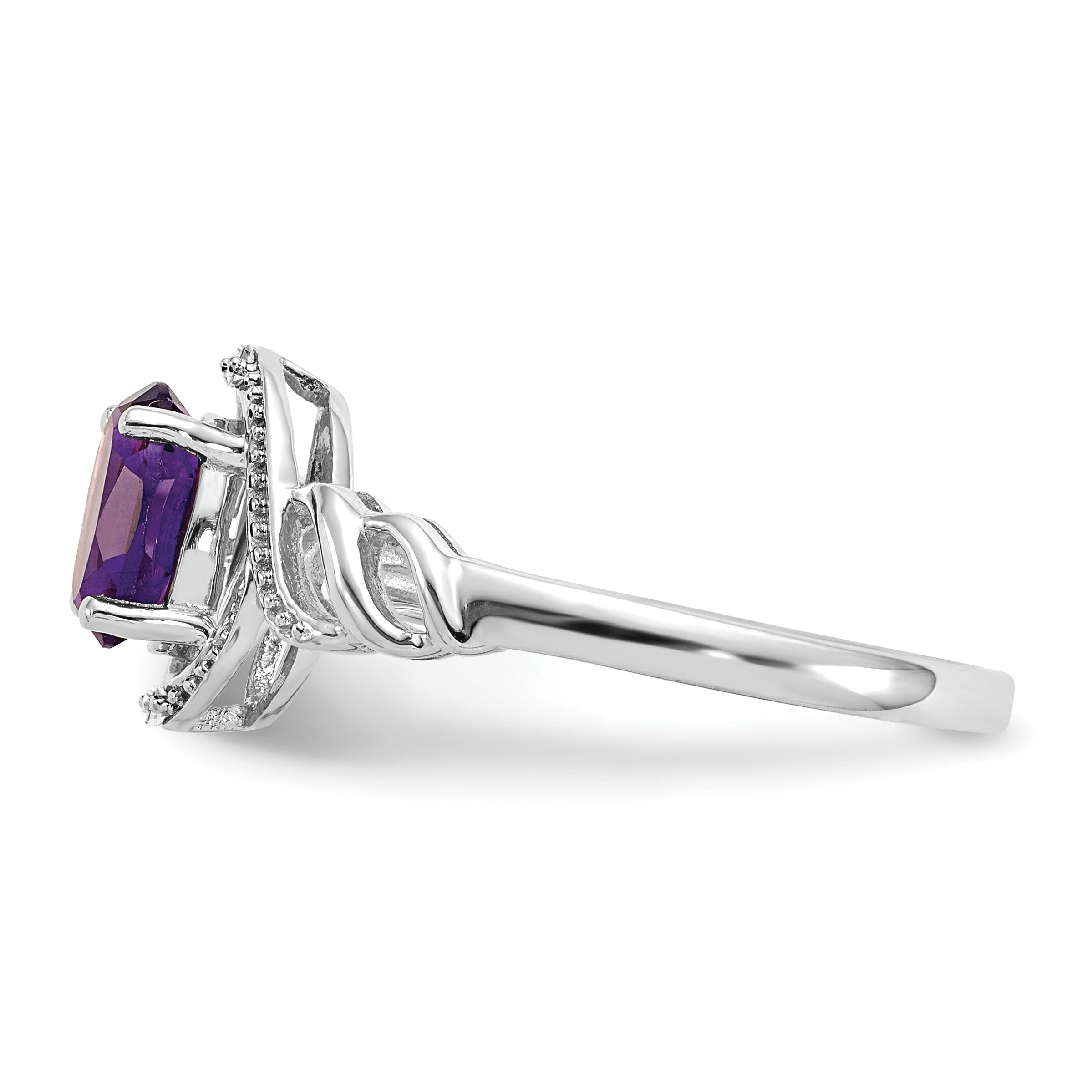 10k White Gold Amethyst and Diamond Ring