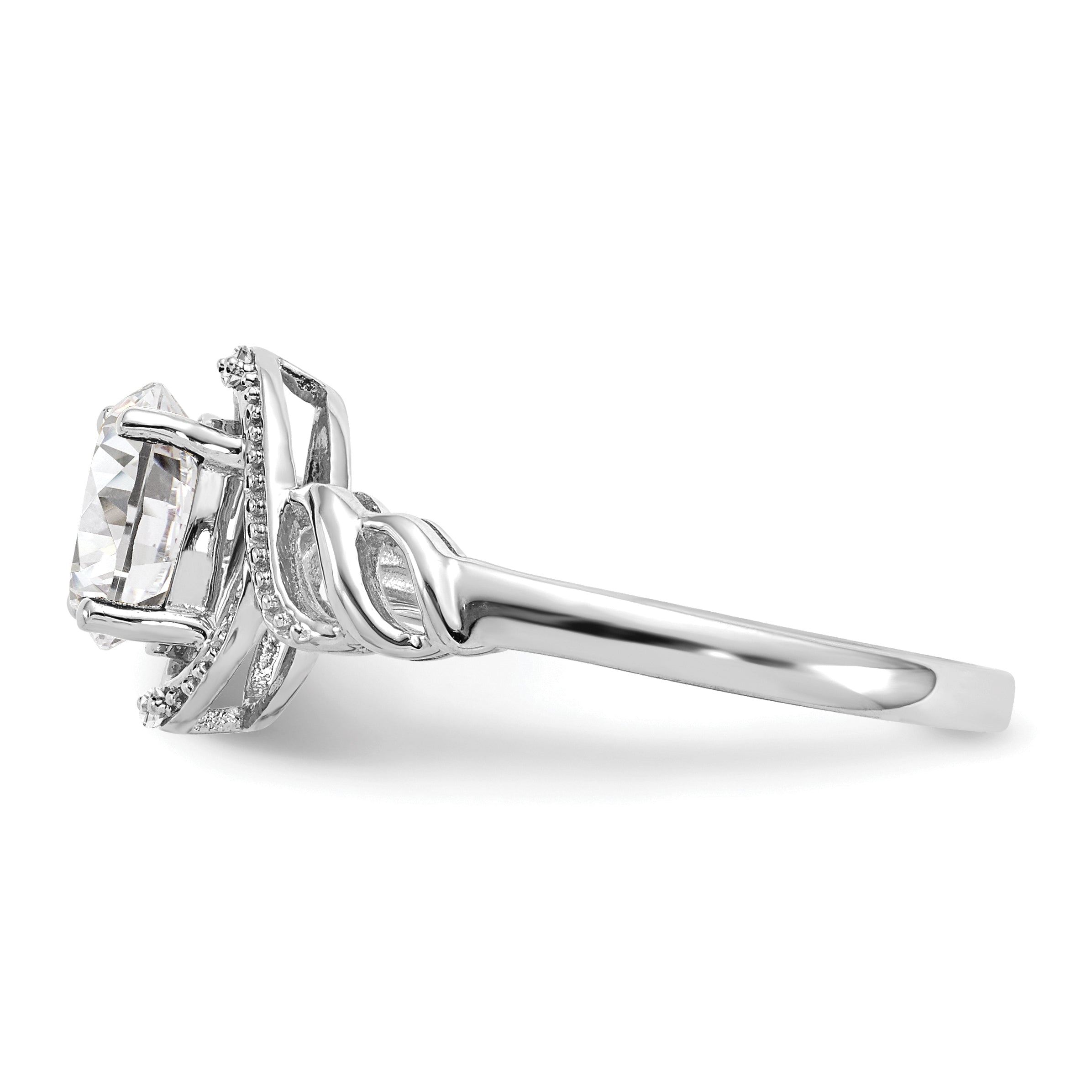 10k White Gold White Topaz and Diamond Ring