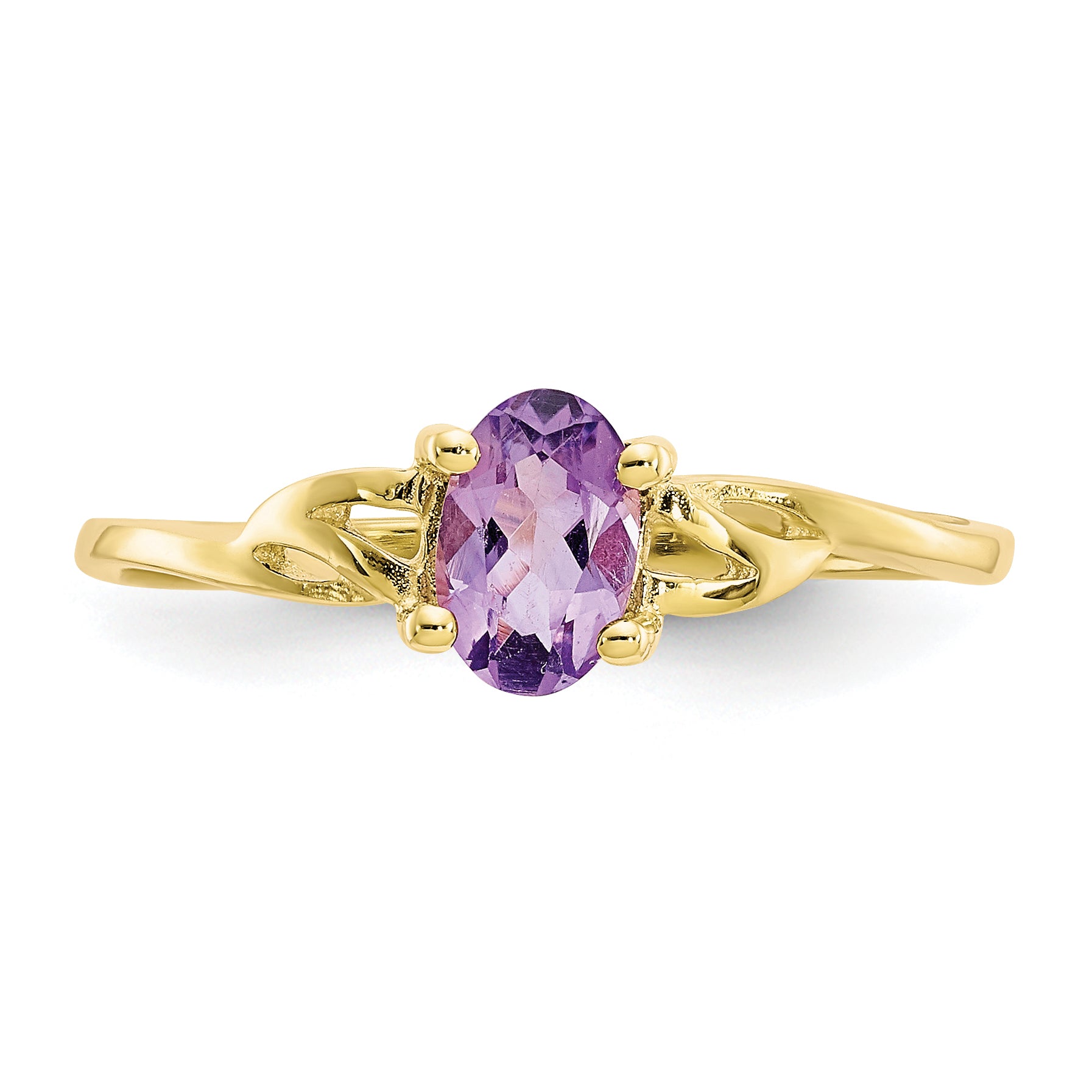 10k Polished Genuine Amethyst Birthstone Ring