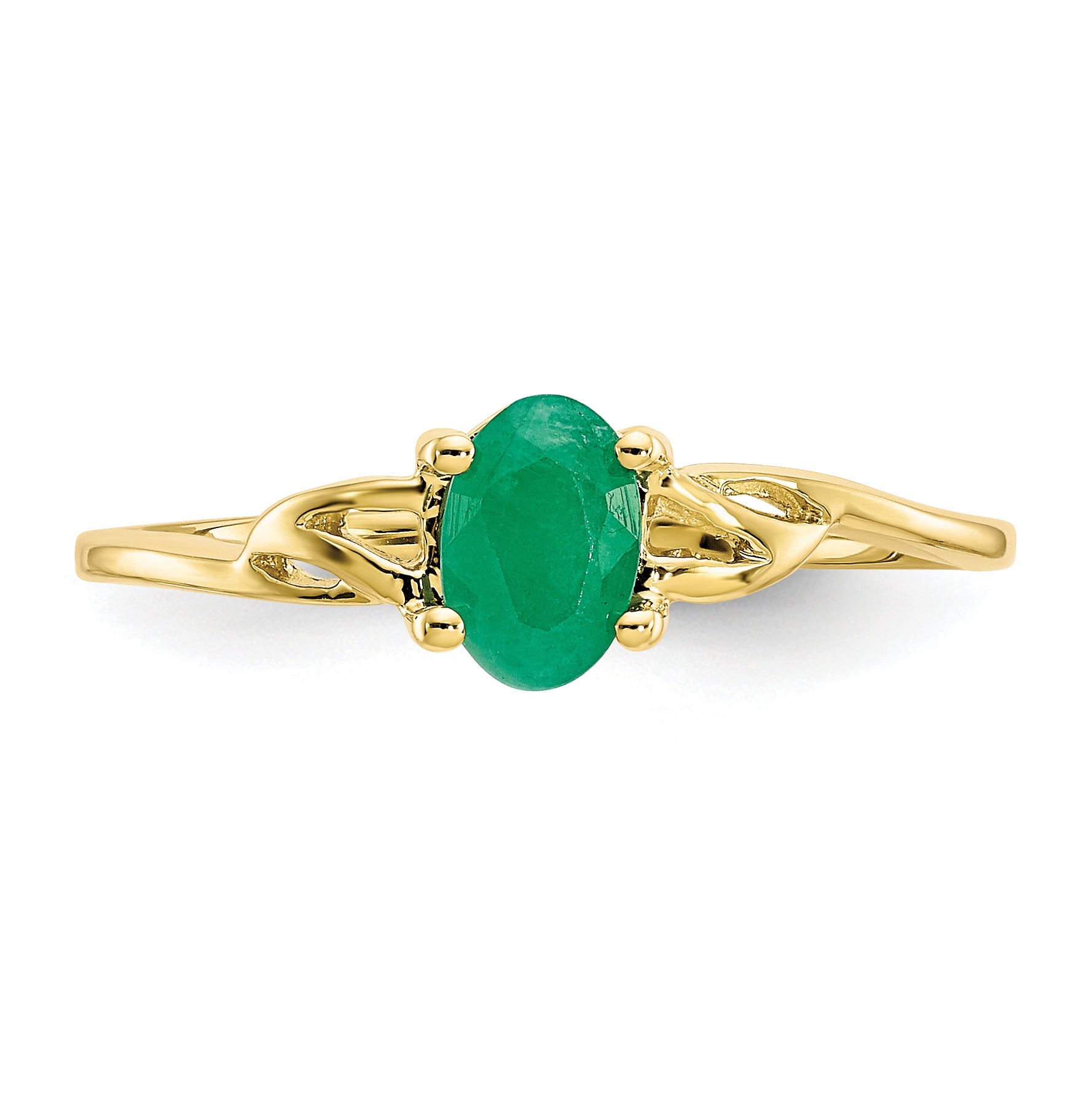 10k Polished Genuine Emerald Birthstone Ring