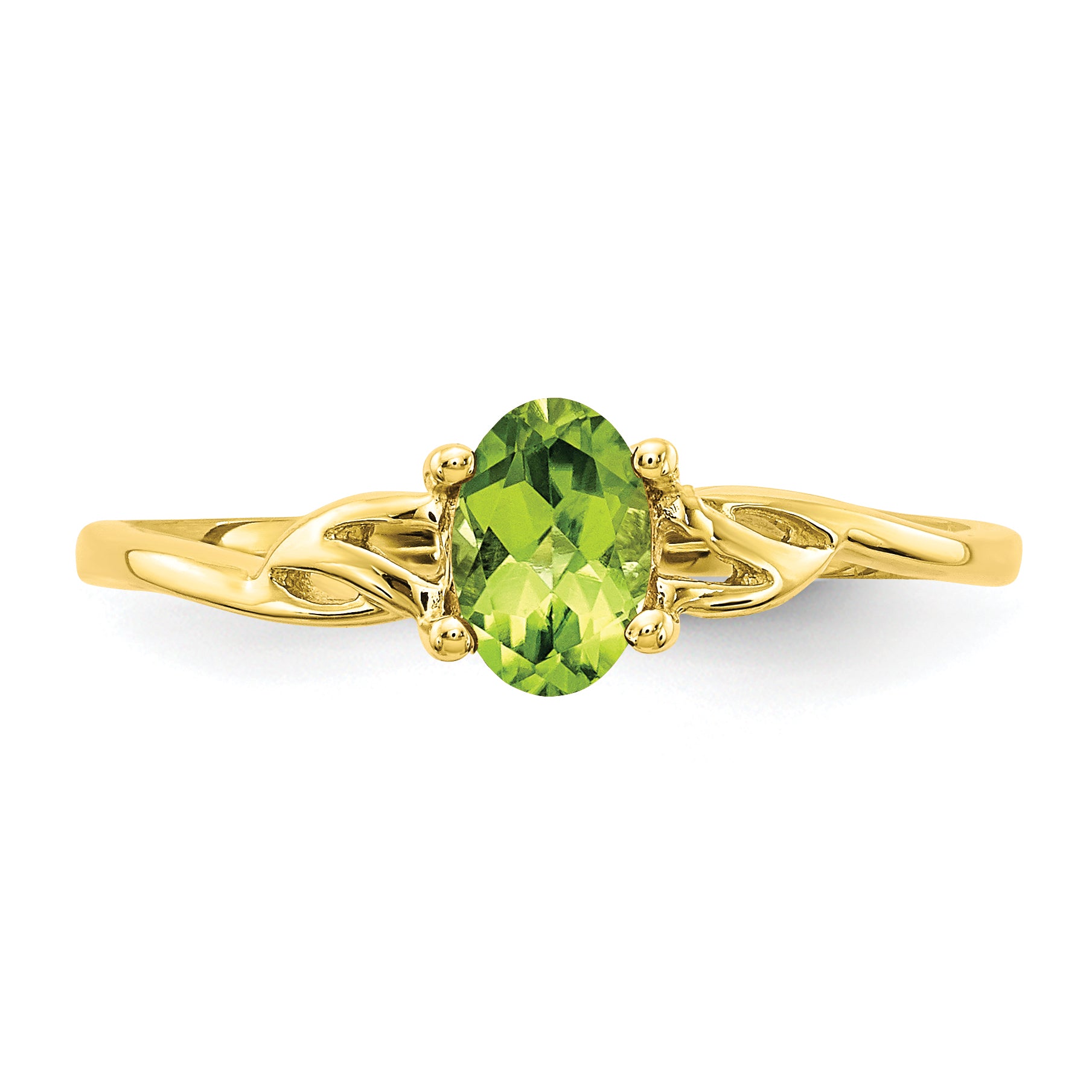 10k Polished Genuine Peridot Birthstone Ring