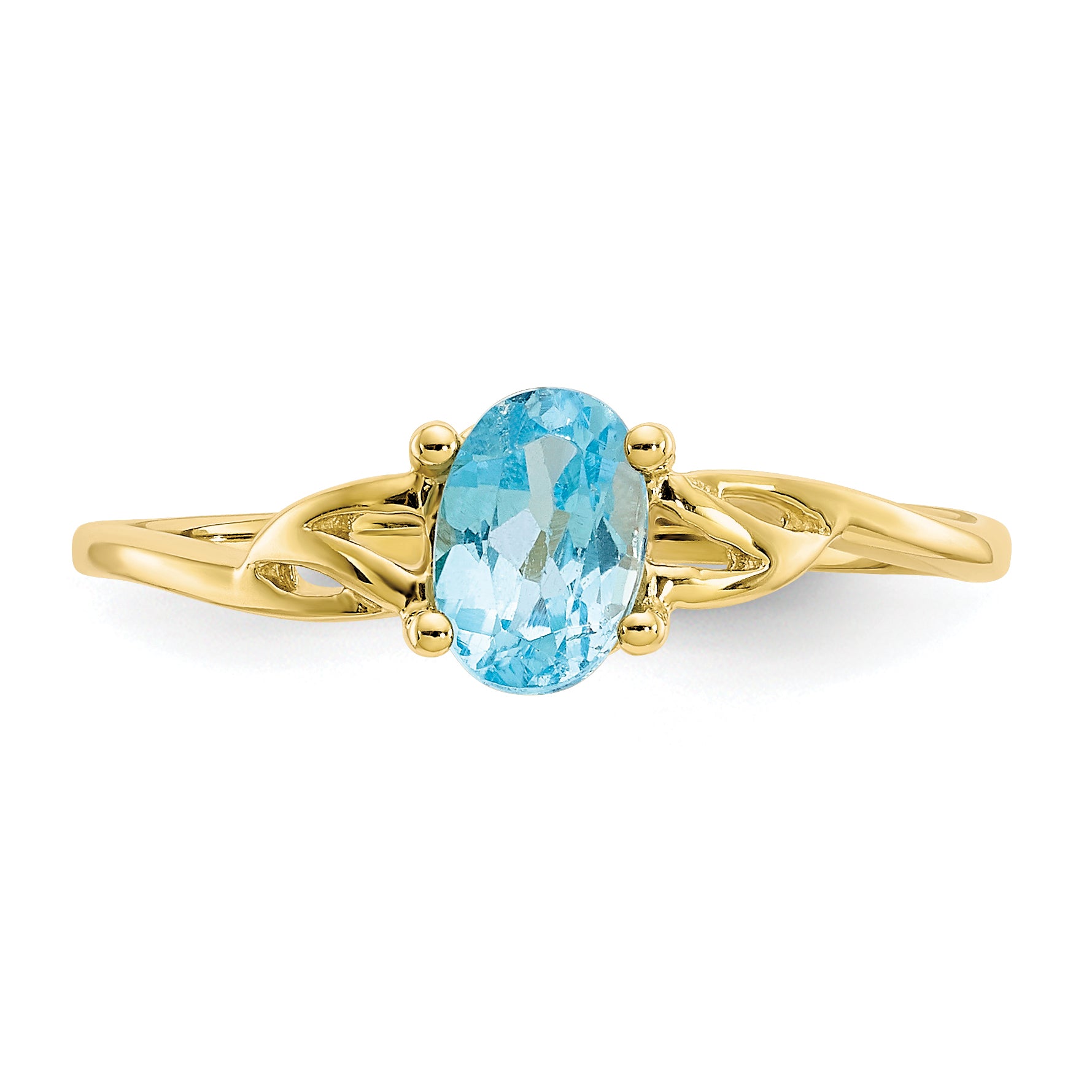 10k Polished Genuine Blue Topaz Birthstone Ring