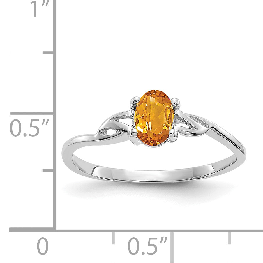 10k White Gold Polished Genuine Citrine Birthstone Ring