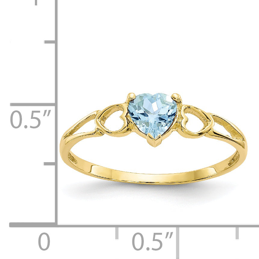 10k Polished Genuine Aquamarine Birthstone Ring