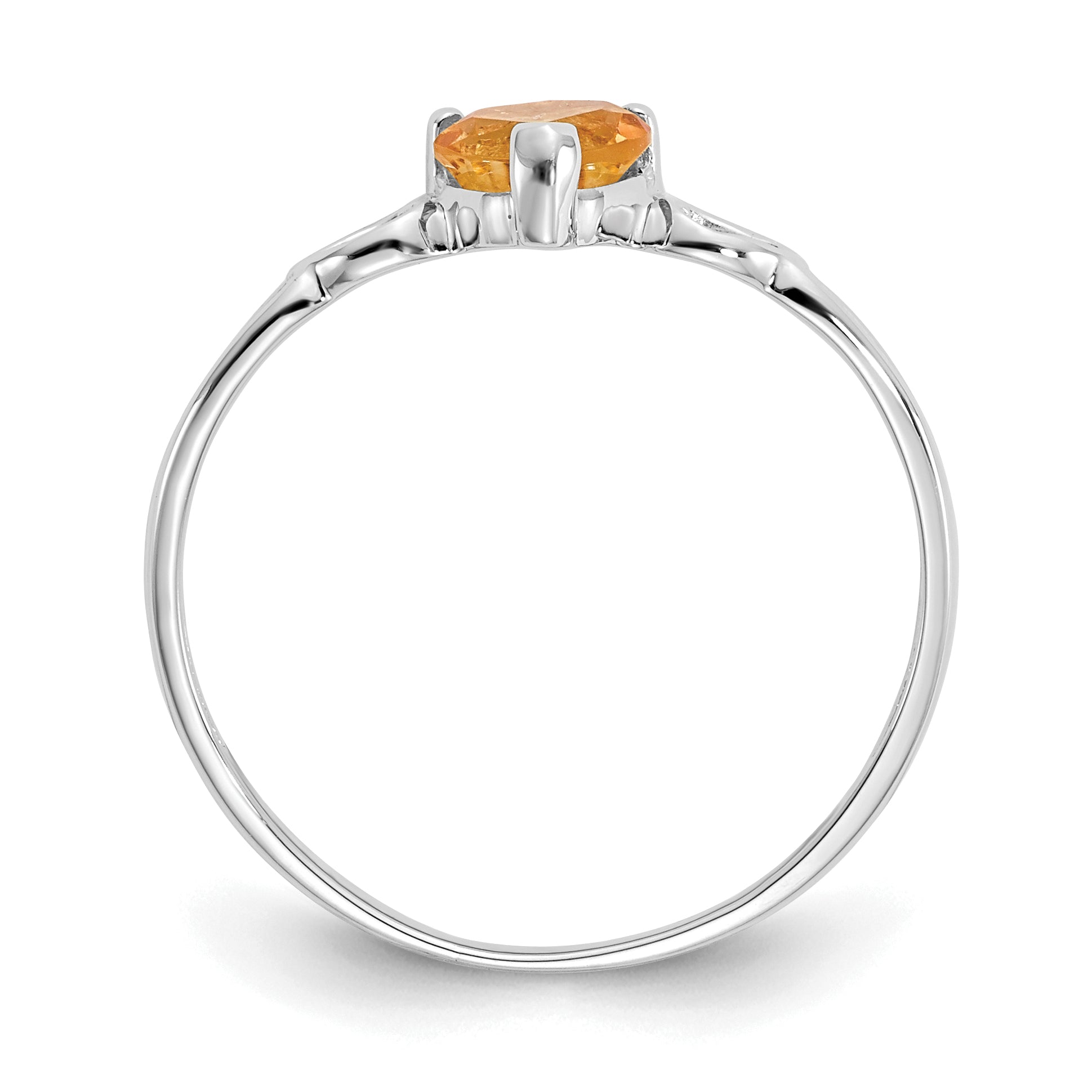 10k White Gold Polished Genuine Citrine Birthstone Ring