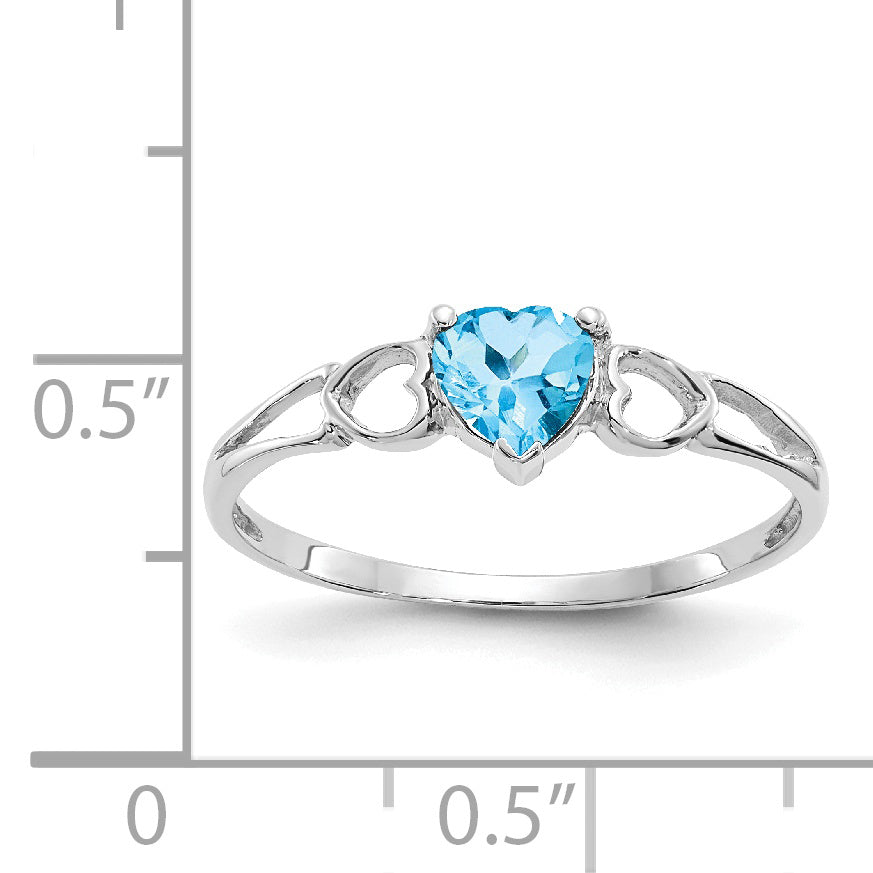 10k White Gold Polished Genuine Blue Topaz Birthstone Ring