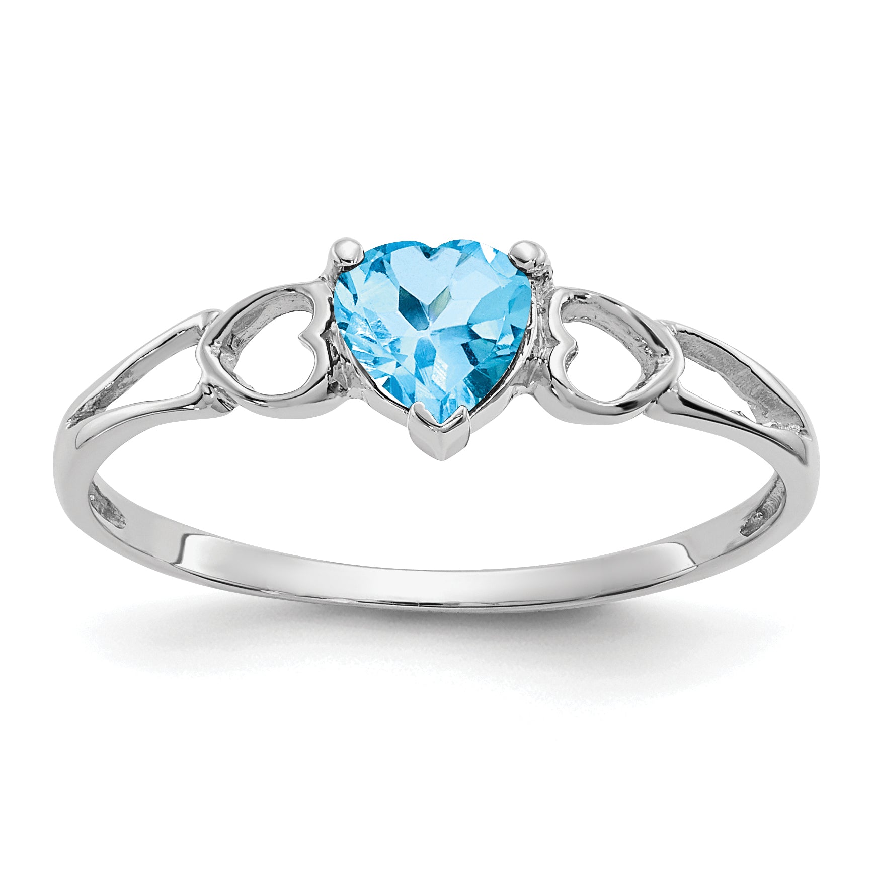 10k White Gold Polished Genuine Blue Topaz Birthstone Ring