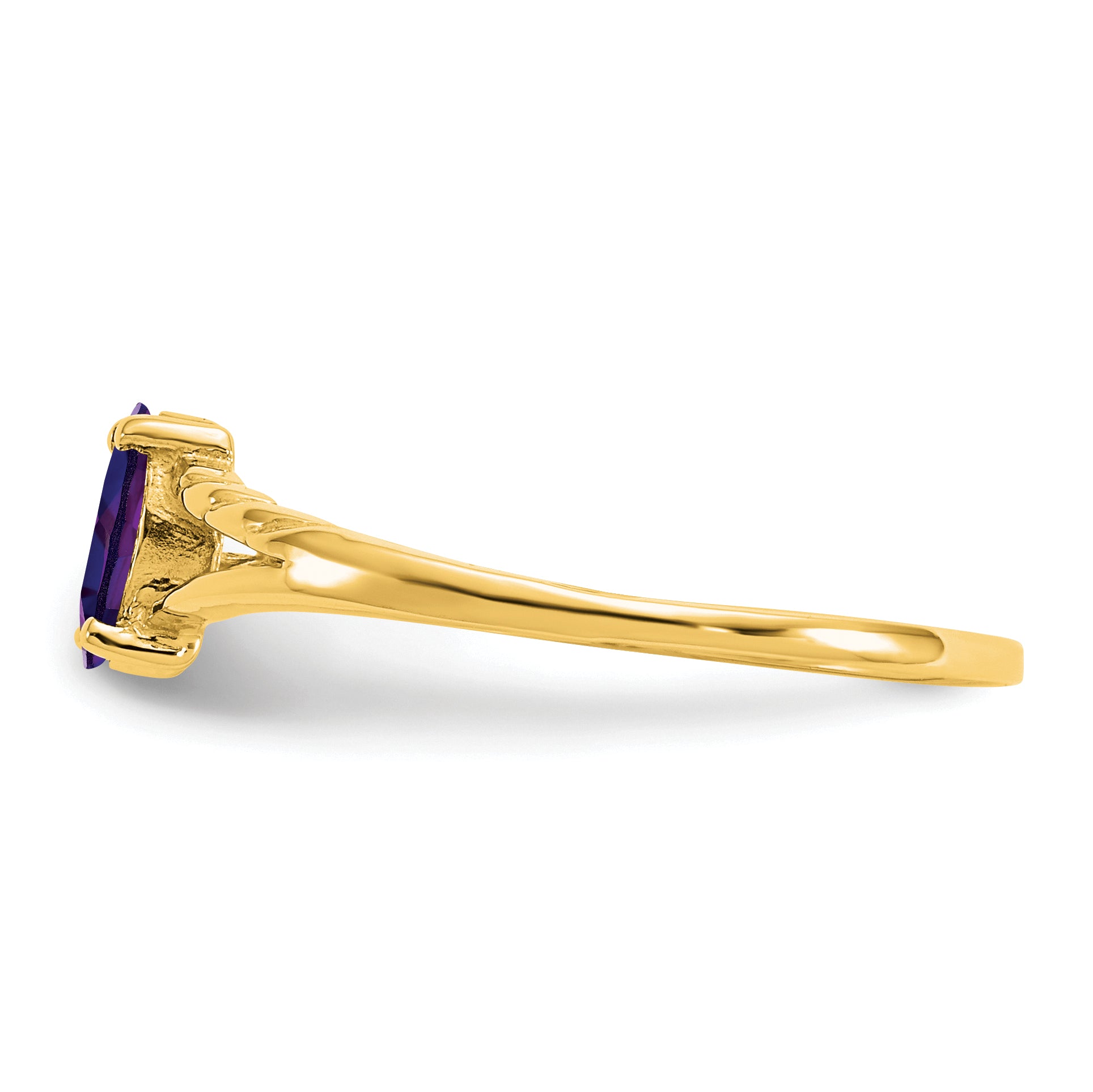 10k Polished Genuine Amethyst Birthstone Ring