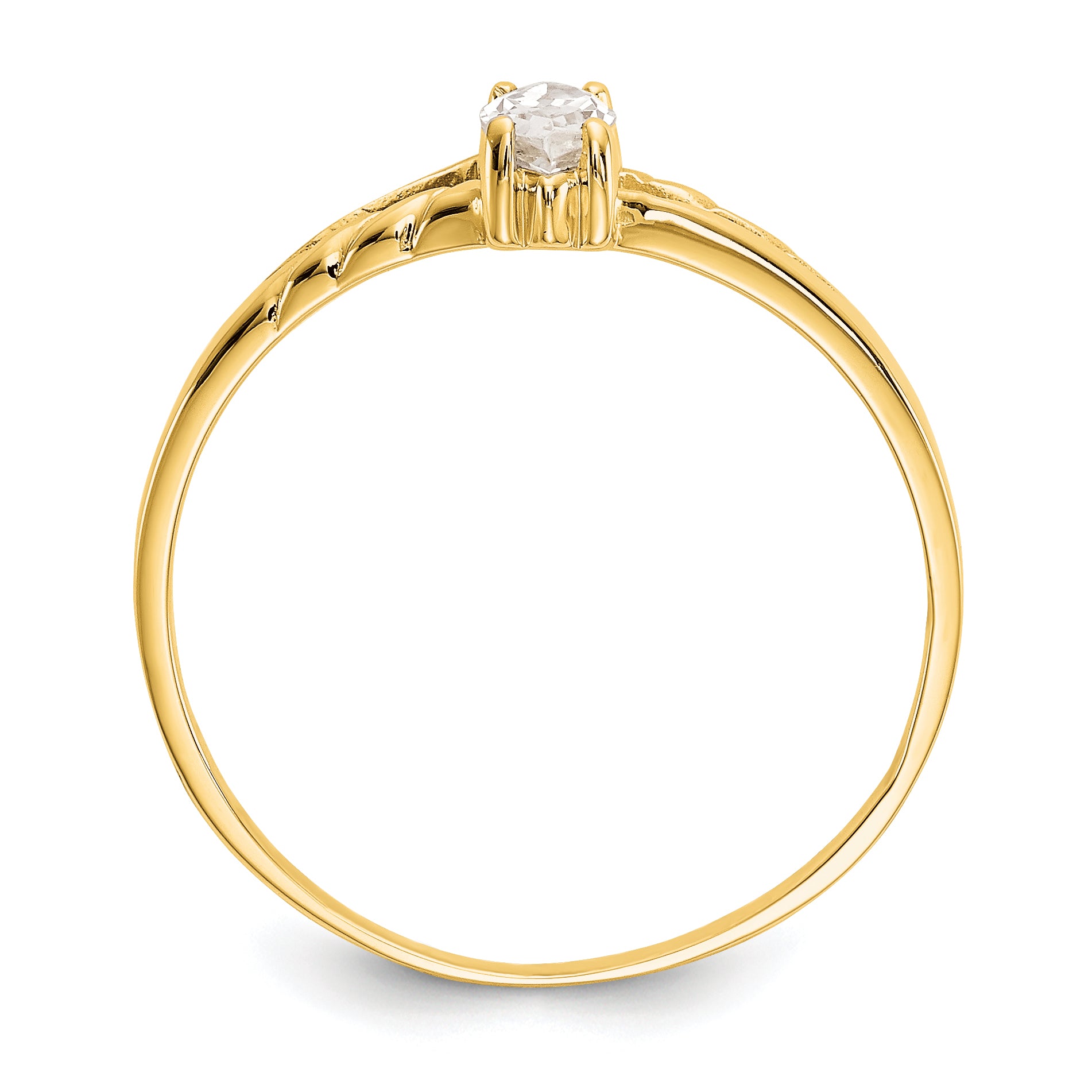10k Polished Genuine White Topaz Birthstone Ring