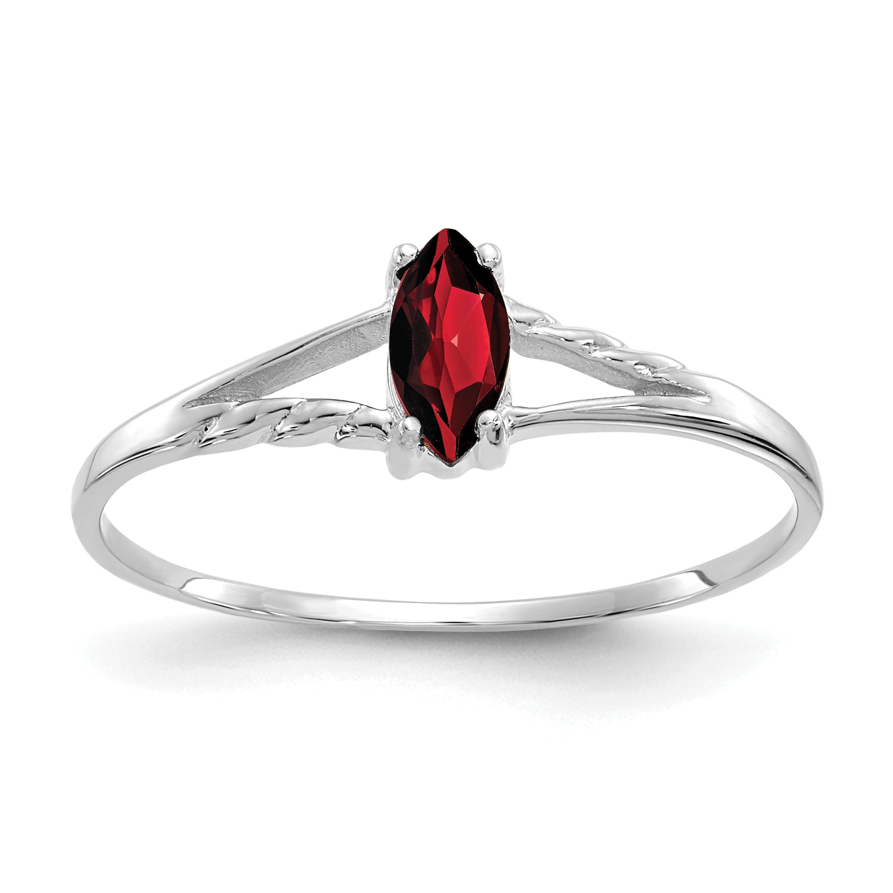 10k White Gold Polished Genuine Garnet Birthstone Ring