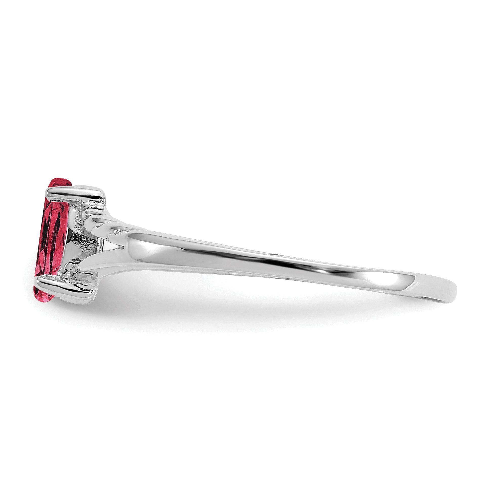 10k White Gold Polished Genuine Pink Tourmaline Birthstone Ring