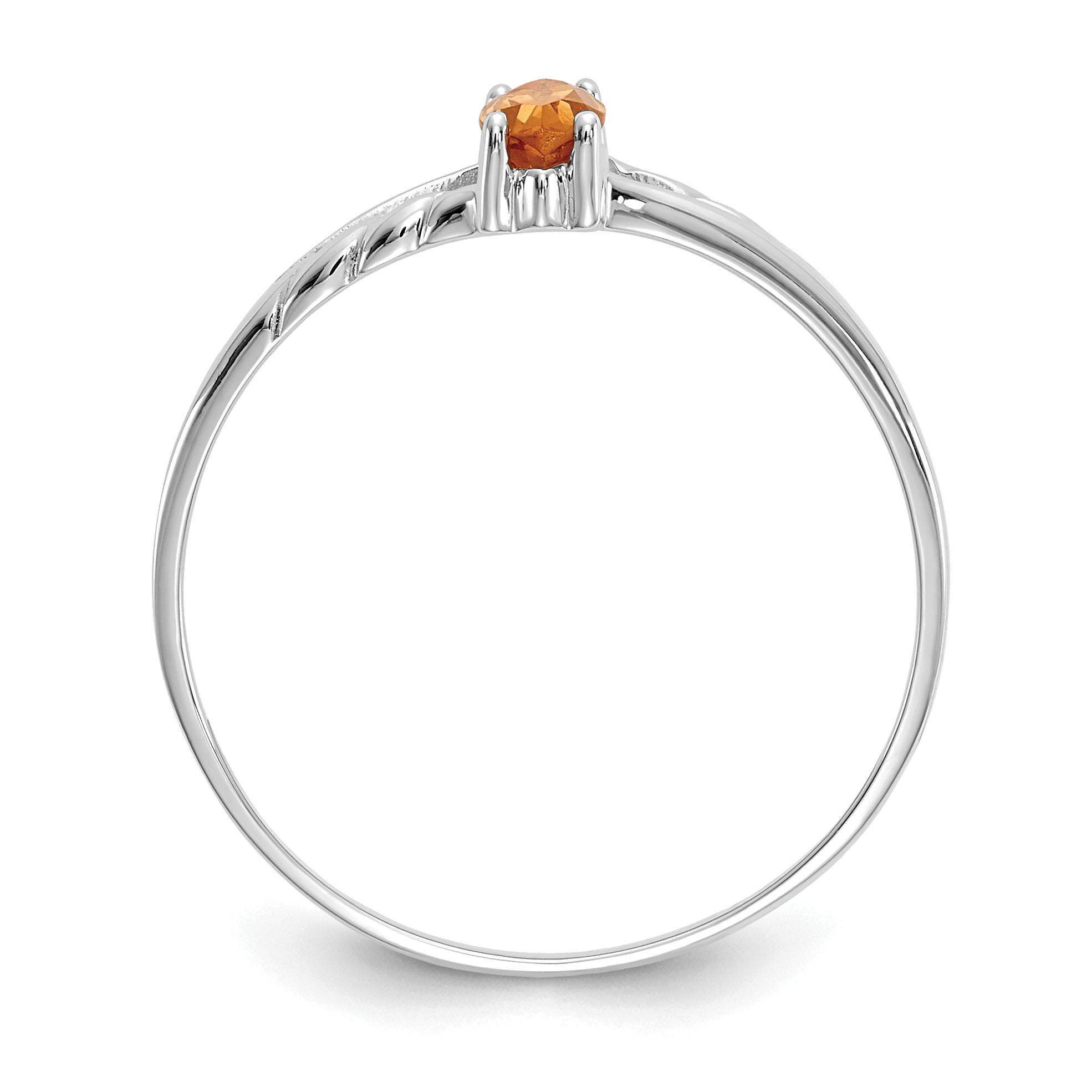 10k White Gold Polished Genuine Citrine Birthstone Ring