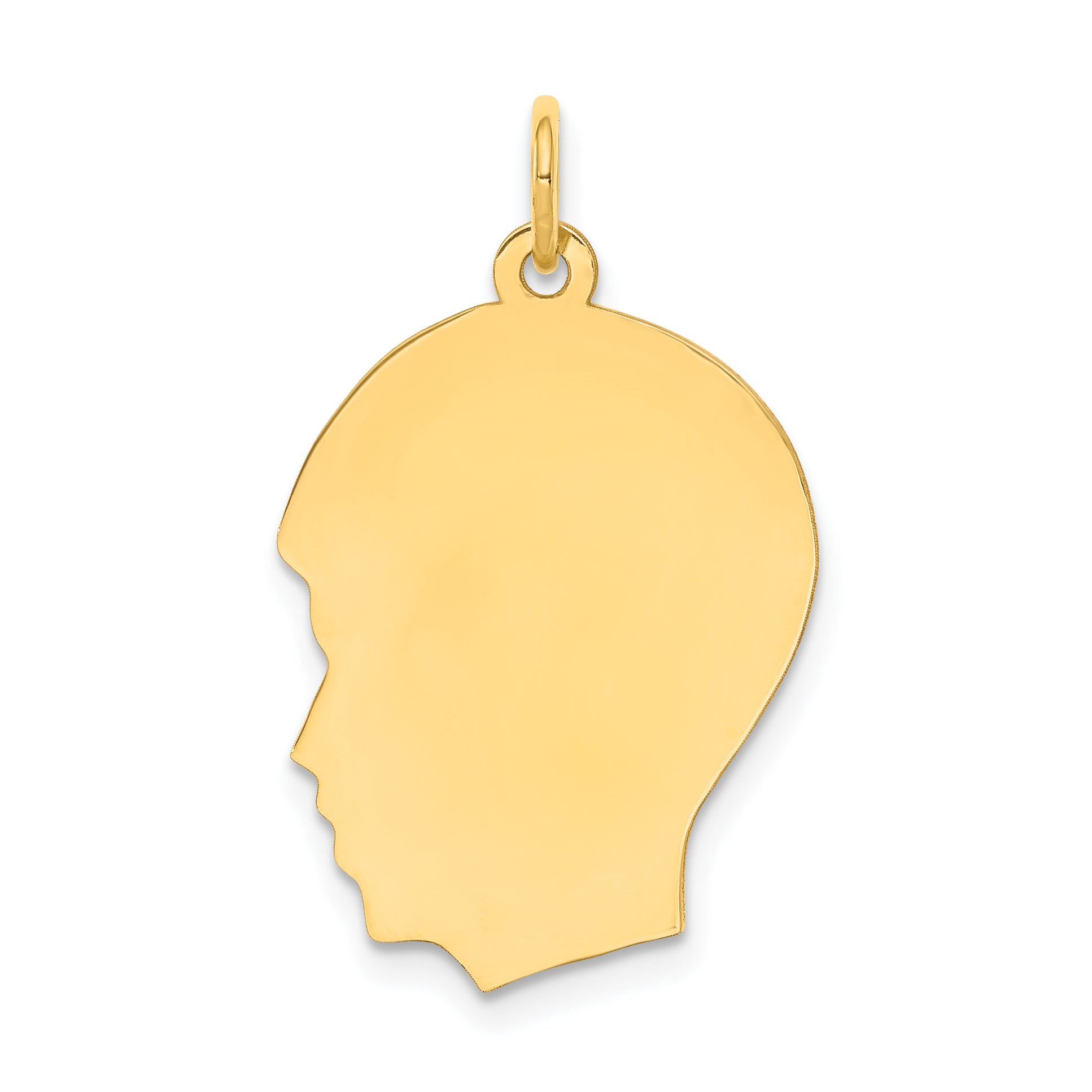 10K Plain Medium .013 Gauge Facing Right Engravable Boy Head Charm