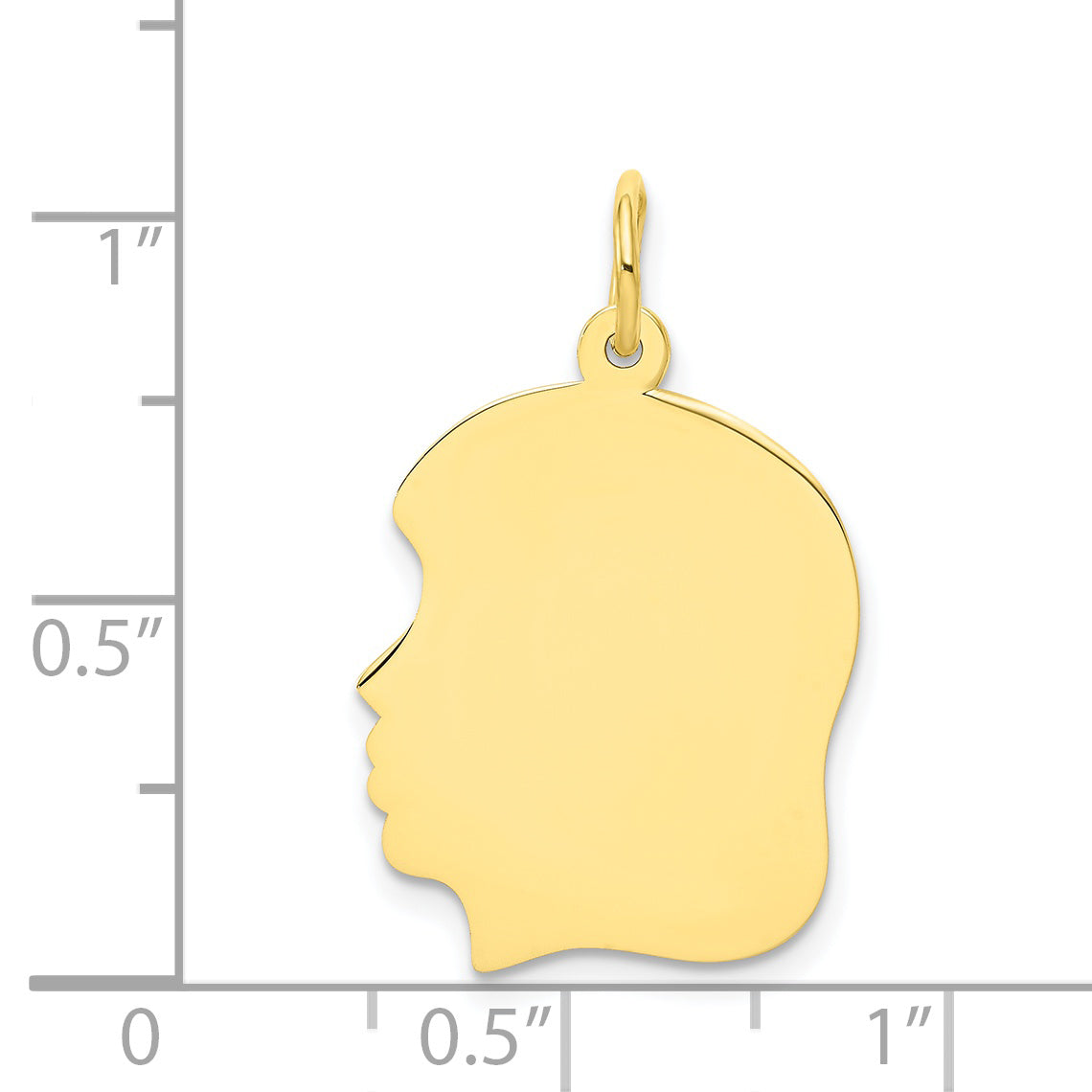 10K Plain Medium .013 Gauge Facing Left Engravable Girl Head Charm