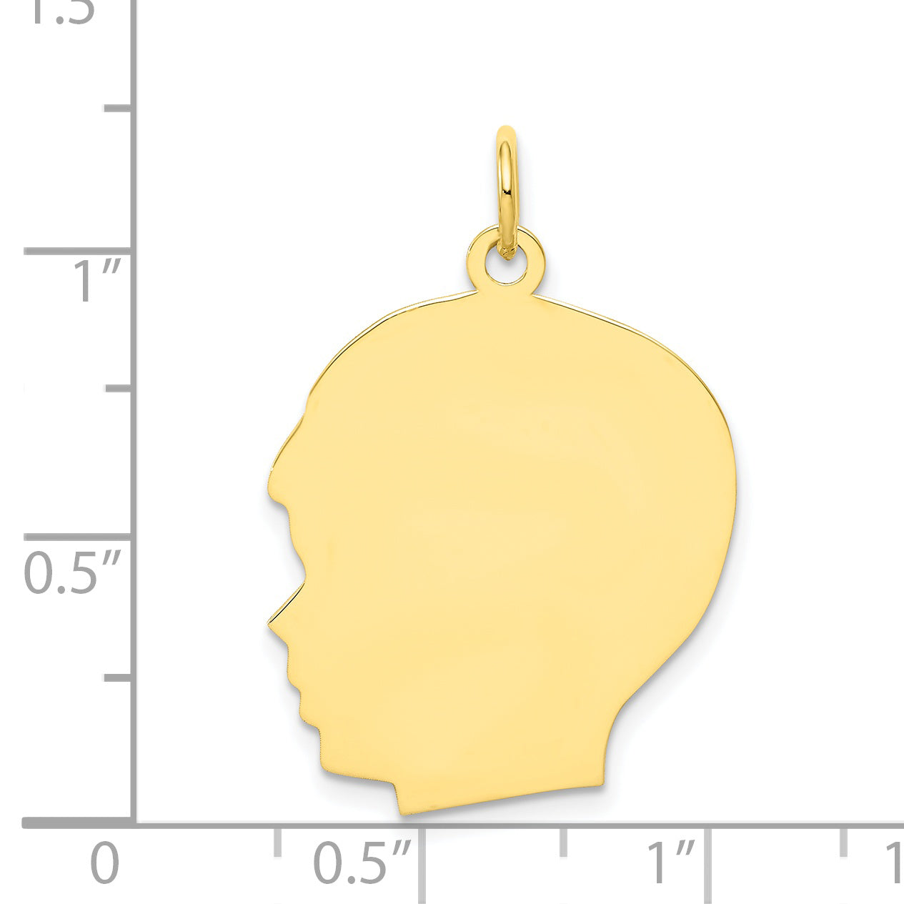 10K Plain Large .018 Gauge Facing Left Engravable Boy Head Charm