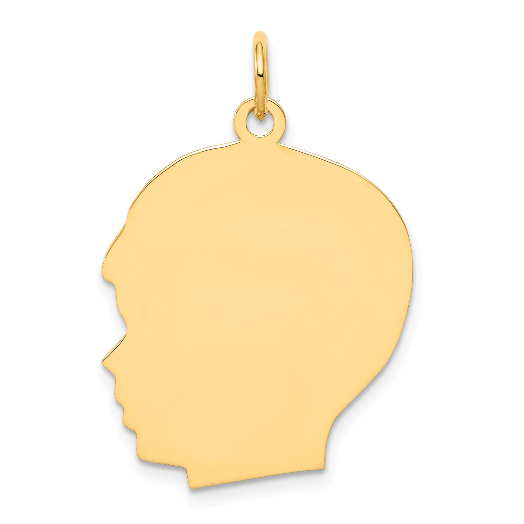 10K Plain Large .018 Gauge Facing Left Engravable Boy Head Charm