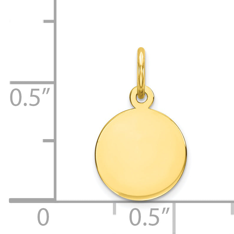 10K Plain .013 Gauge Circular Engravable Disc Charm