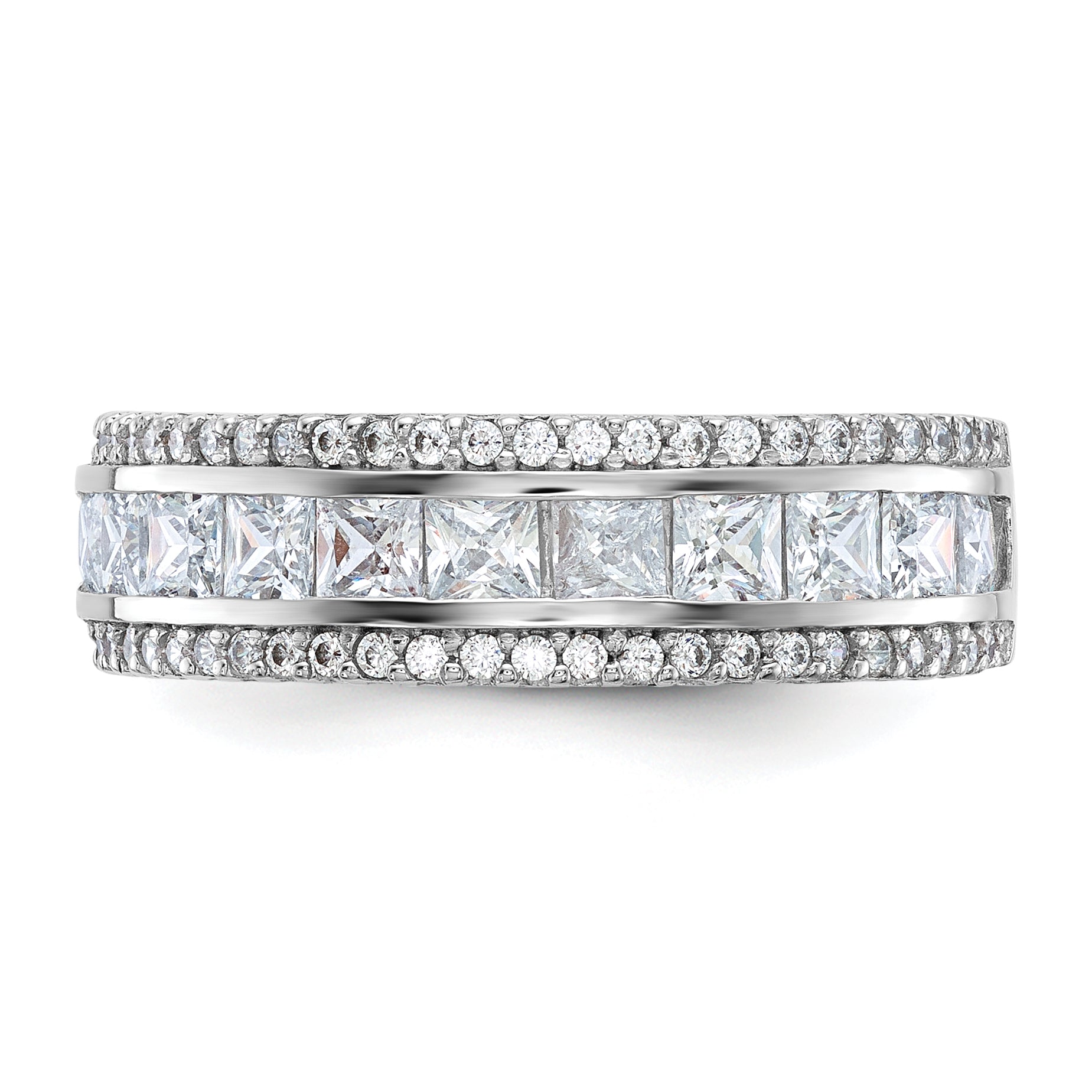 10K Tiara Collection White Gold Polished CZ Ring