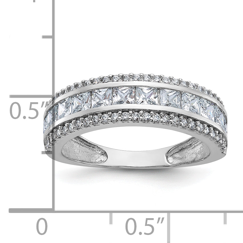 10K Tiara Collection White Gold Polished CZ Ring
