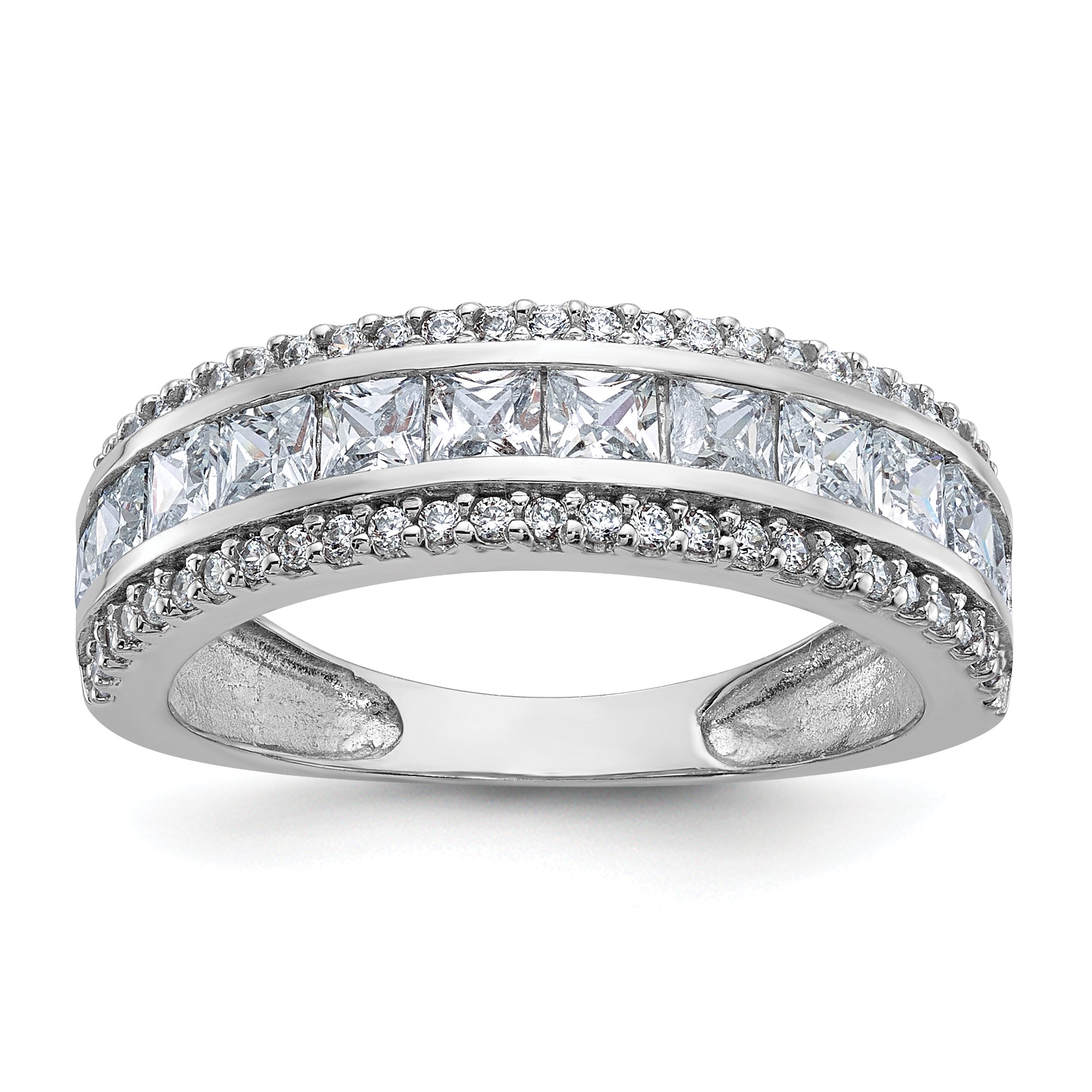 10K Tiara Collection White Gold Polished CZ Ring