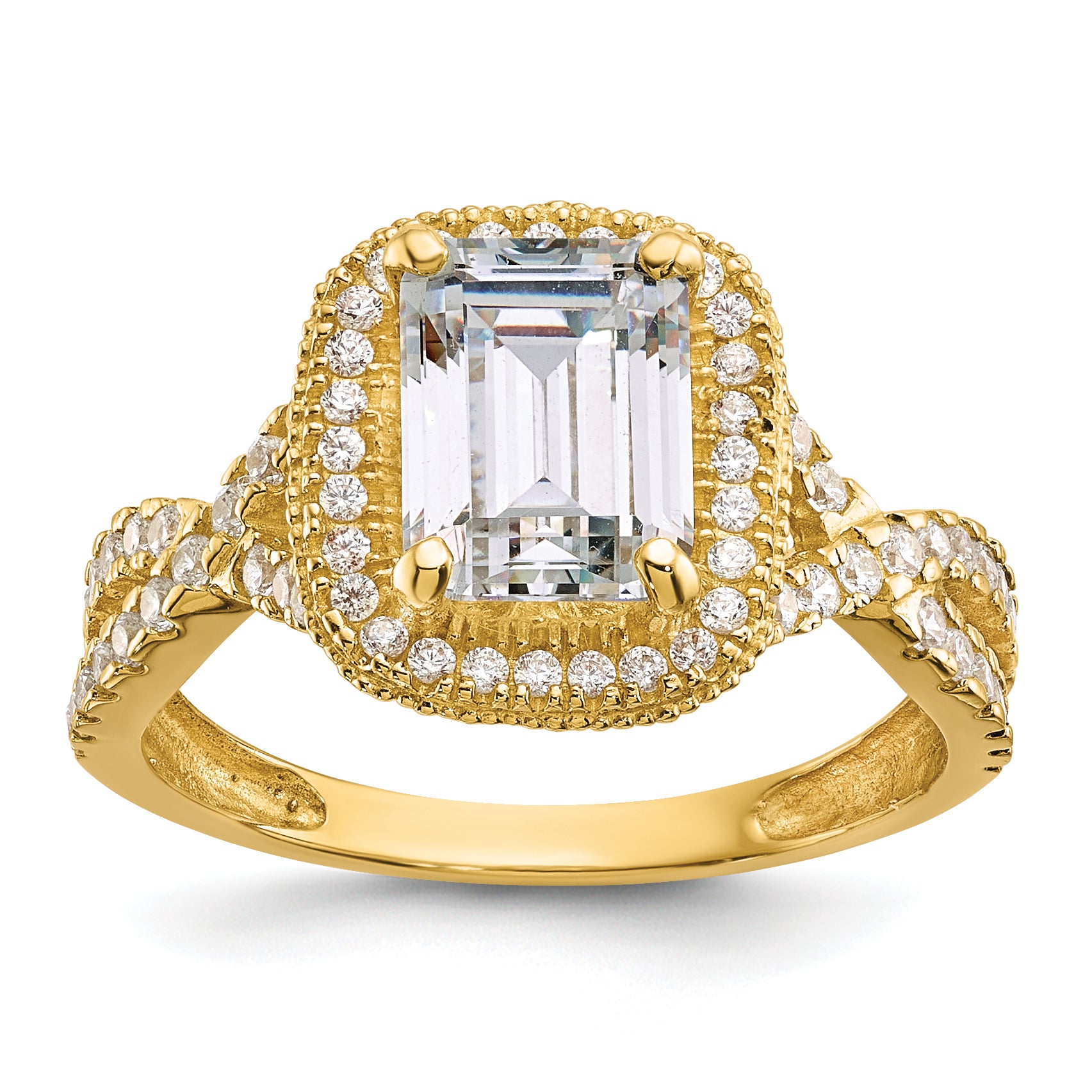 10K Tiara Collection Polished CZ Ring